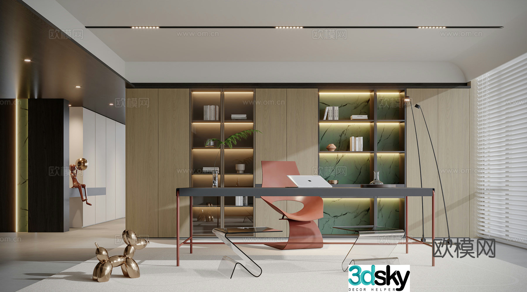 Modern home study 3d model
