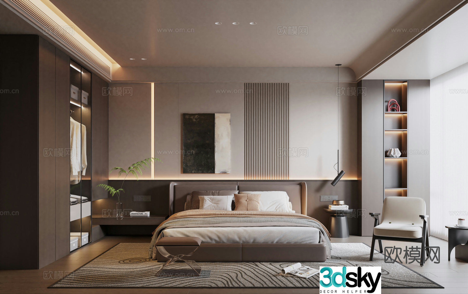 Modern Italian home bedroom 3d model