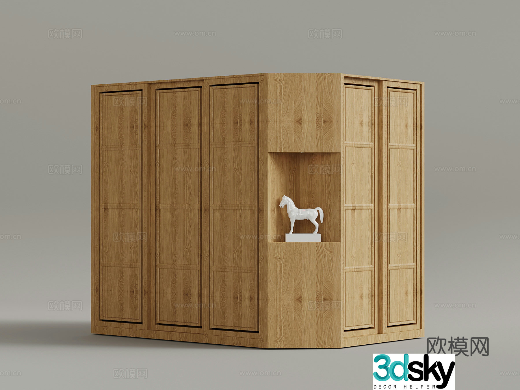 Wardrobe New Chinese corner wardrobe 3D model