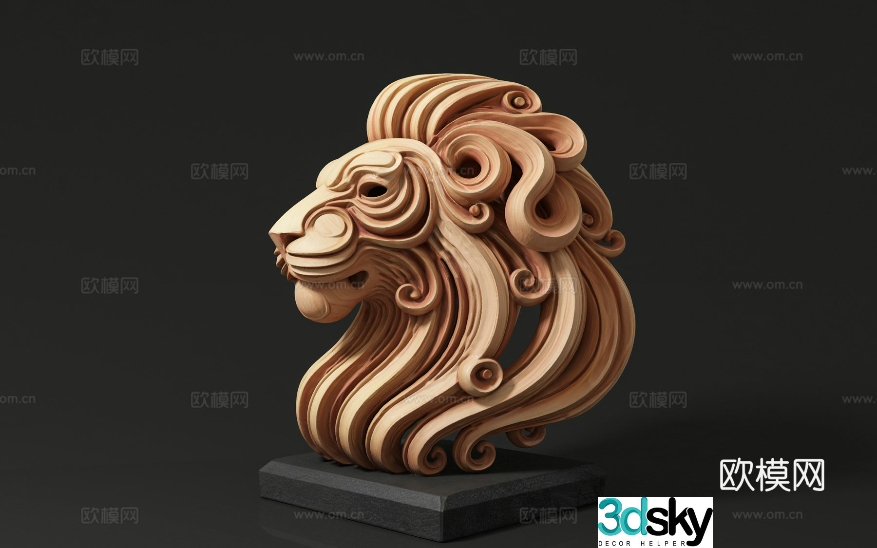 Lion head sculpture sculpture sculpture sculpture ornaments animal sculpture three-dimensional sculpture landscape sculpture hand 3d model