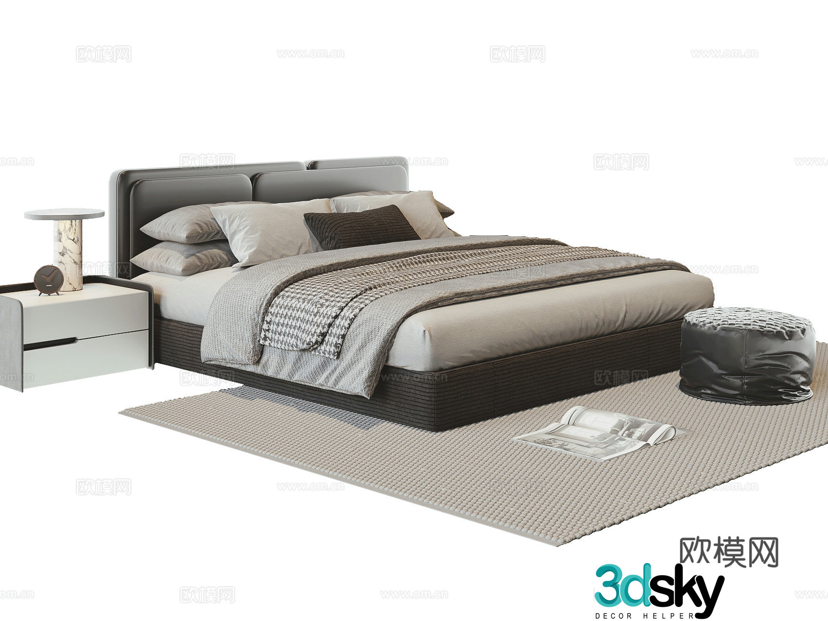 Modern double bed 3d model