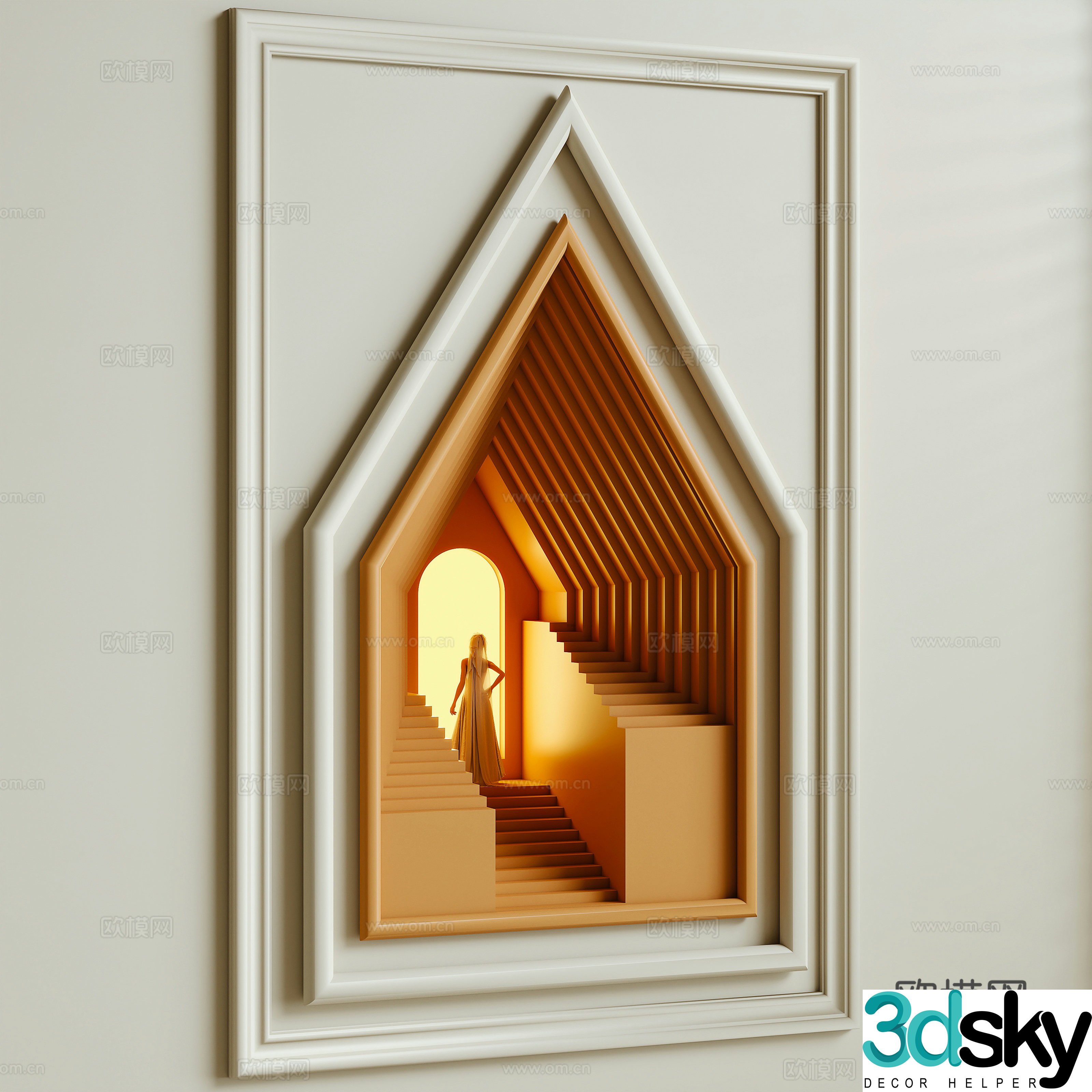 Creamy wind wall lamp alcove gypsum lamp 3d model