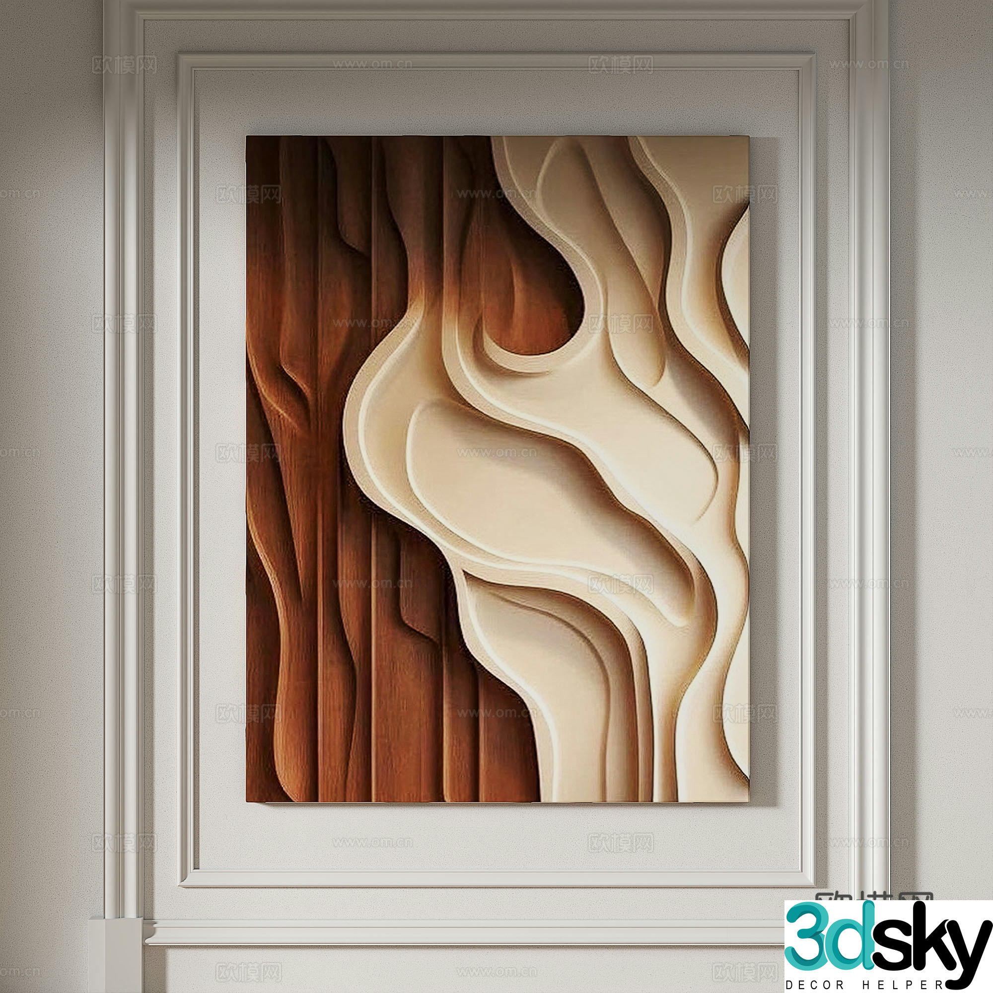 Modern simple texture abstract light luxury wasabi three-dimensional decorative painting 3d model