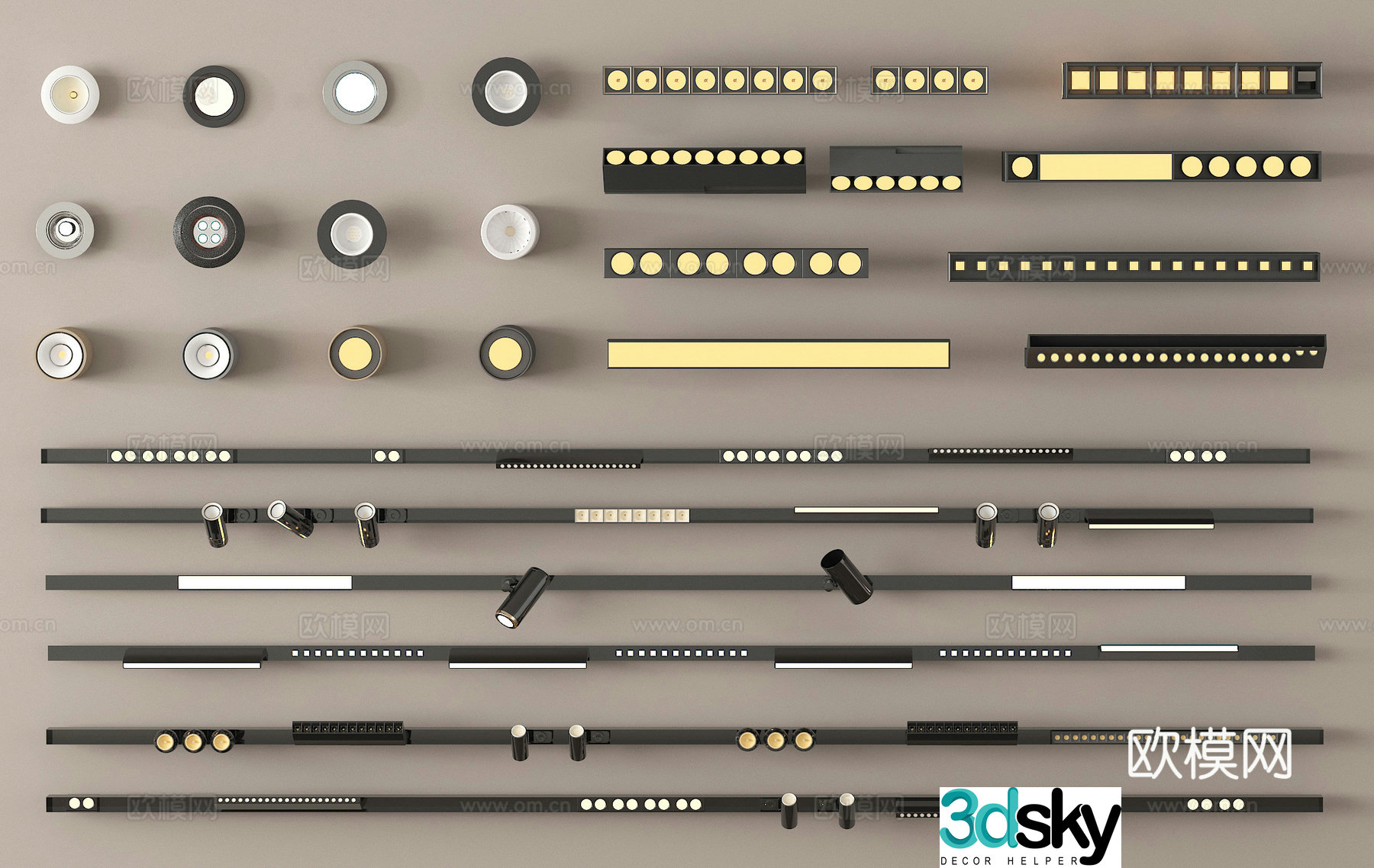 Spotlight Downlight Track Light Light Bar 3D Model