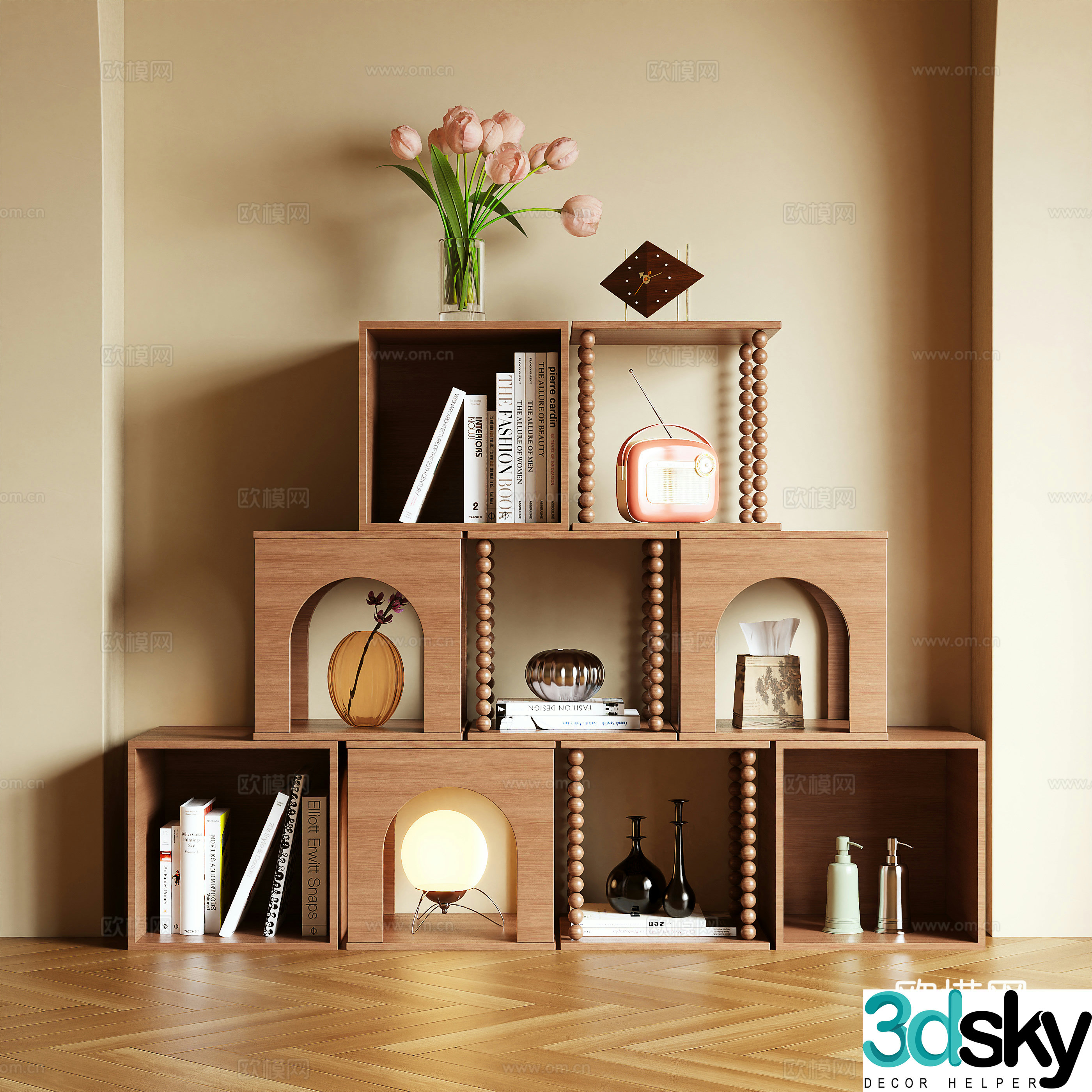 Log wind storage cabinet side cabinet combination cabinet 3d model