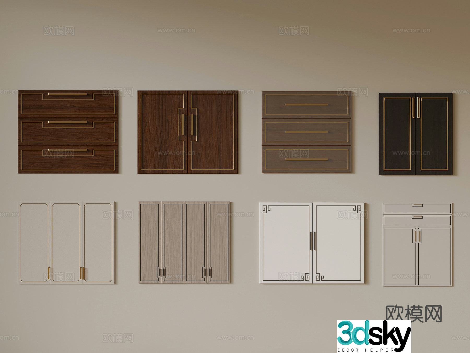 New Chinese door panel wall panel 3D model