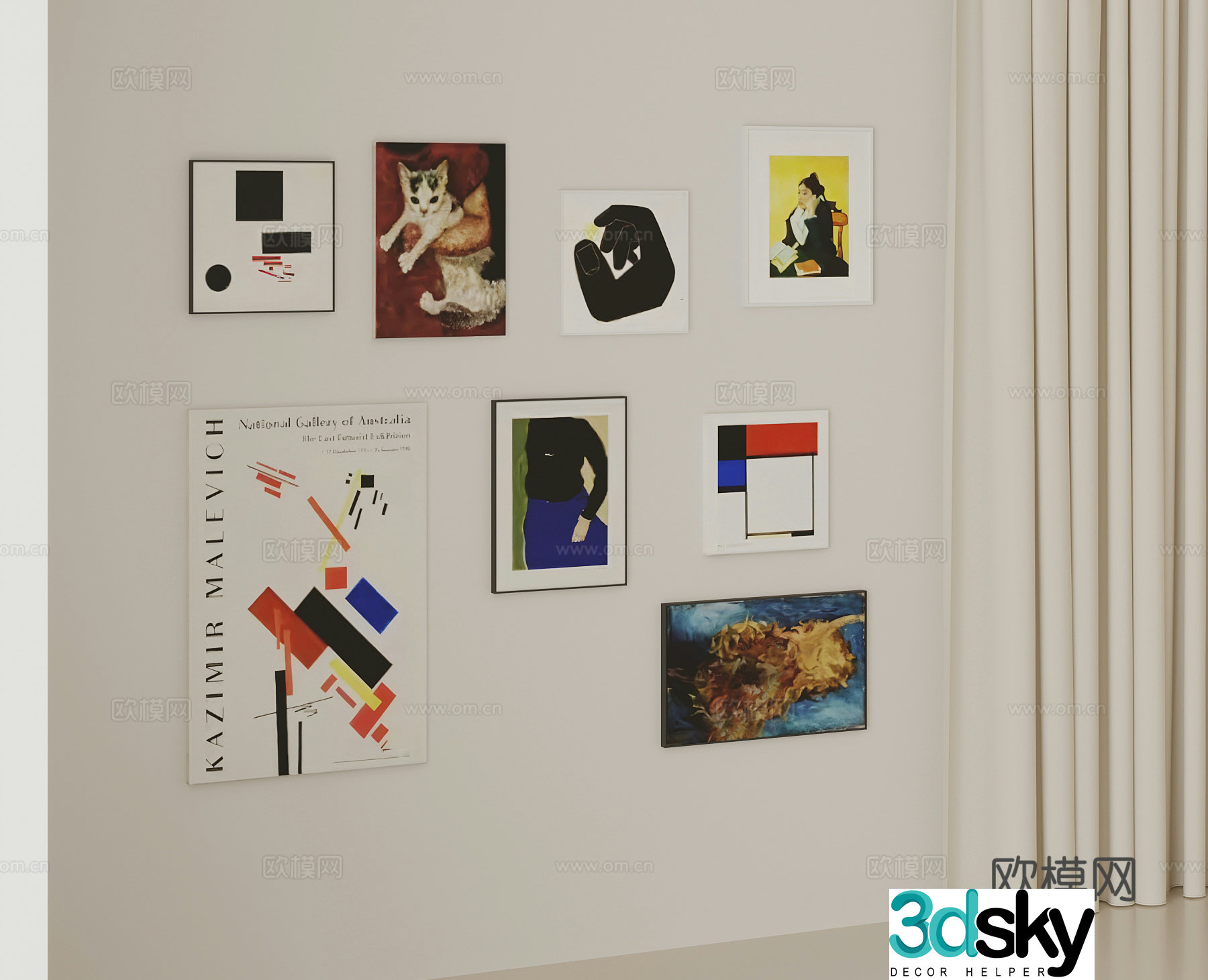 Modern Memphis hanging painting 3d model