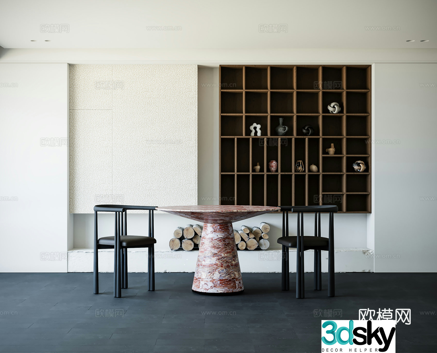 Modern minimalist restaurant 3d model