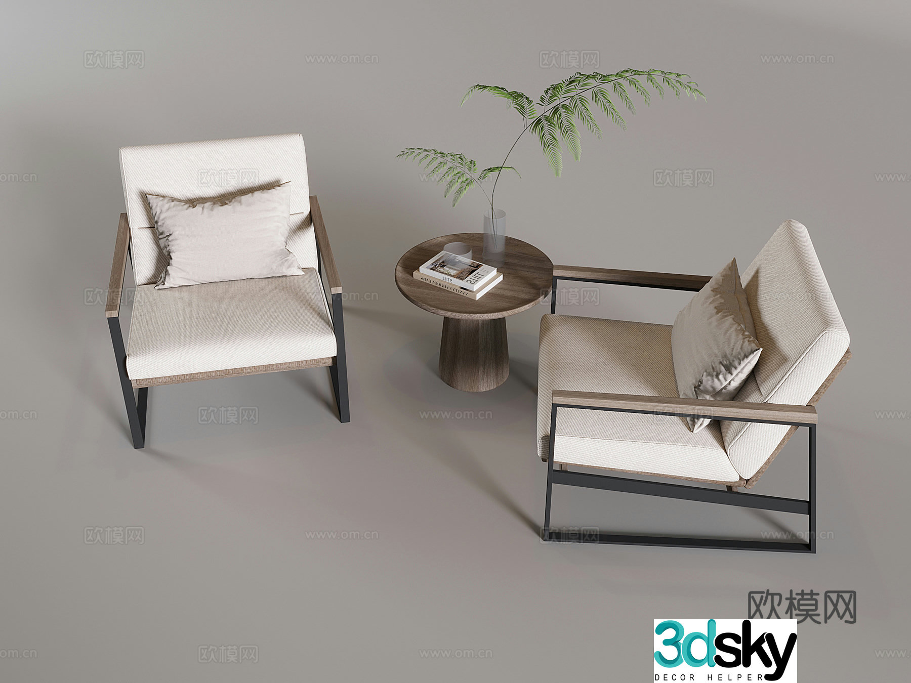 Song’s casual soft-pack sofa solid wood round table coffee table side table 3D model