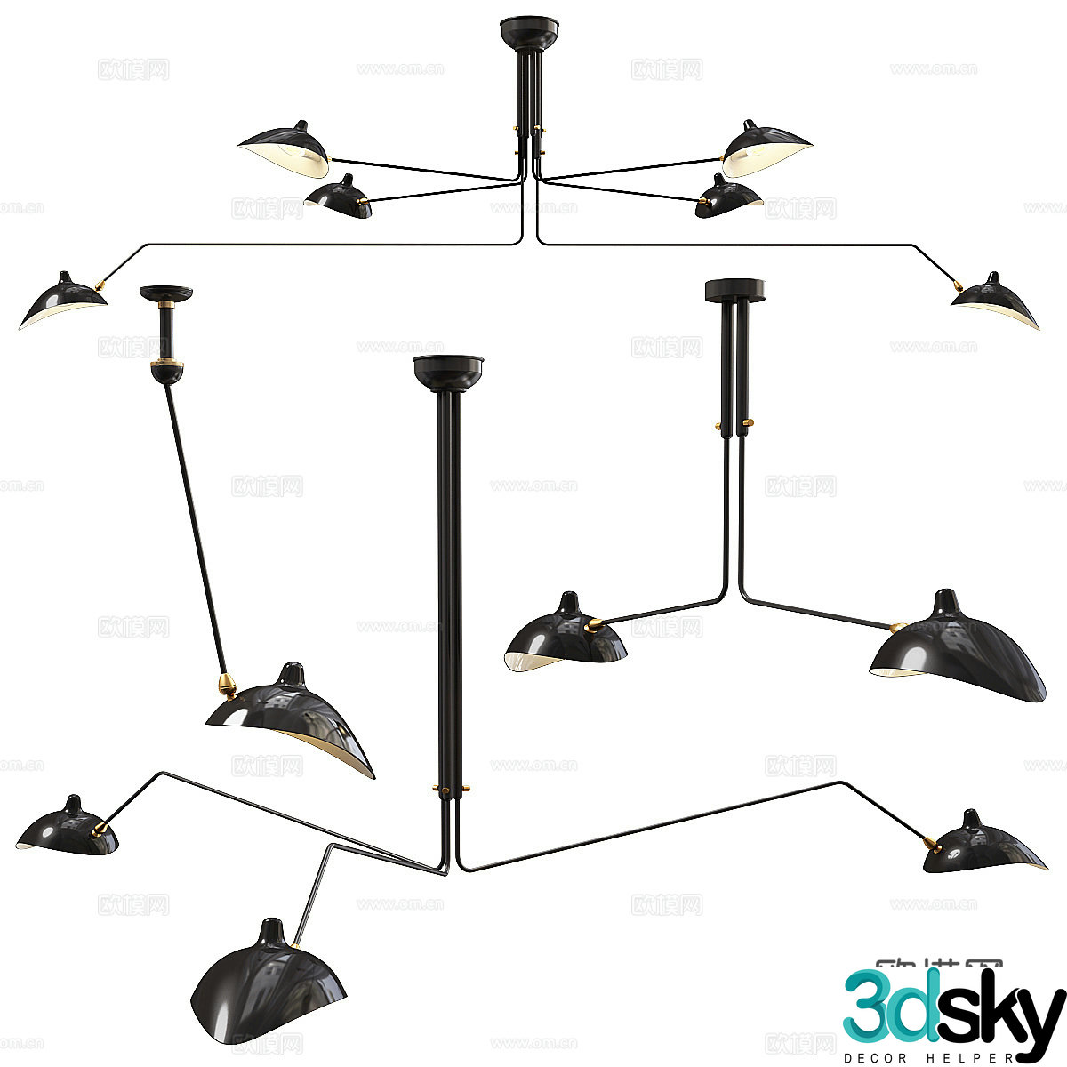 Modern Italian metal decorative chandelier 3d model