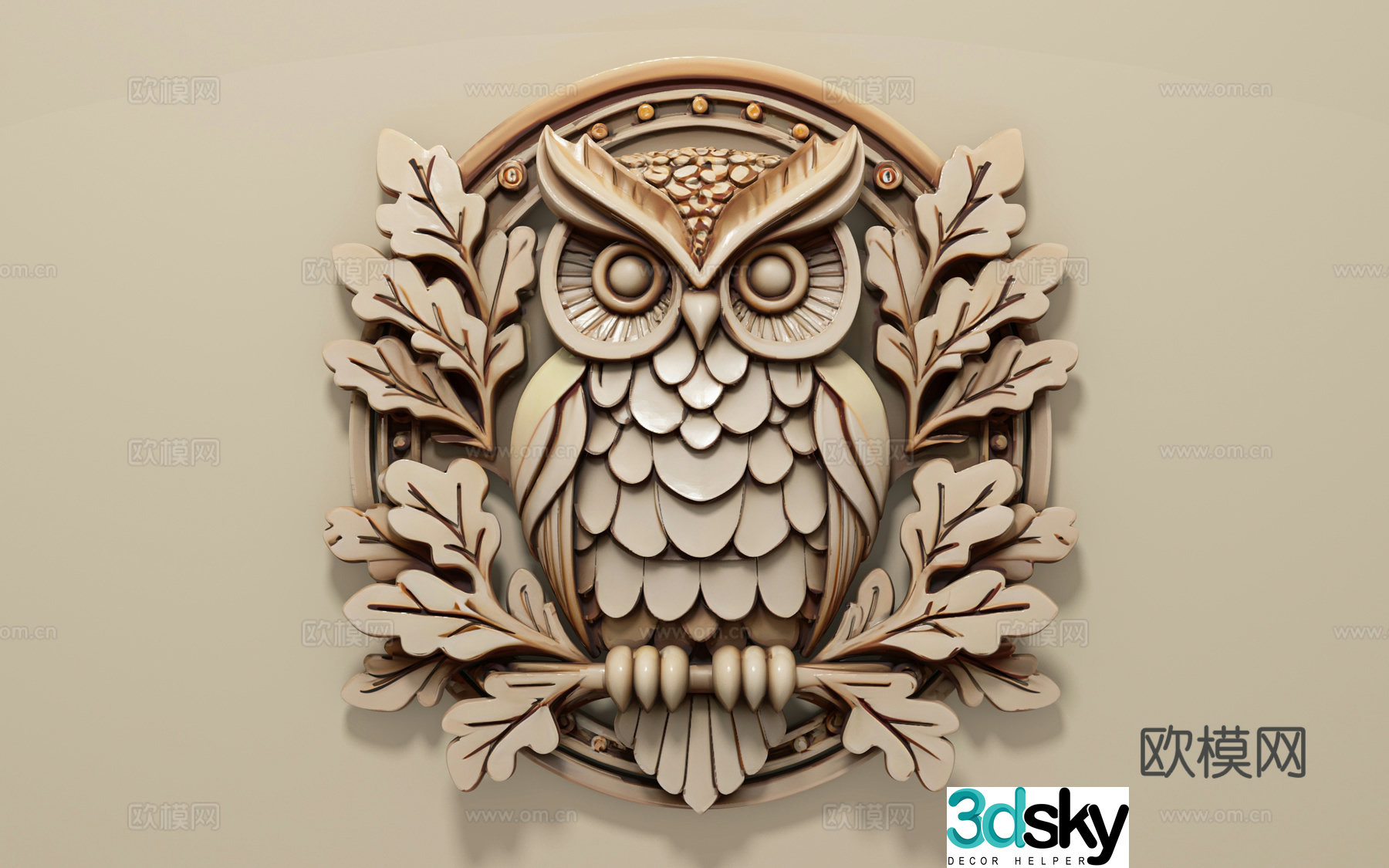 Owl relief decoration Sculpture carving Animal relief Wall decoration Pendant decoration Beauty 3D model