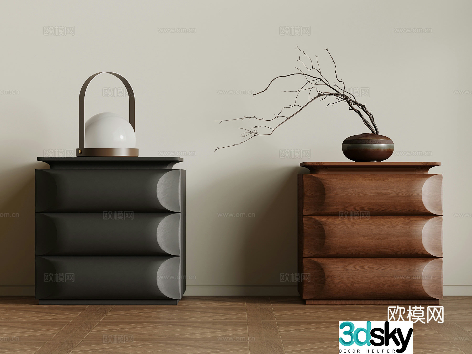 Silent medieval style bedside table decorative ornaments 3D model