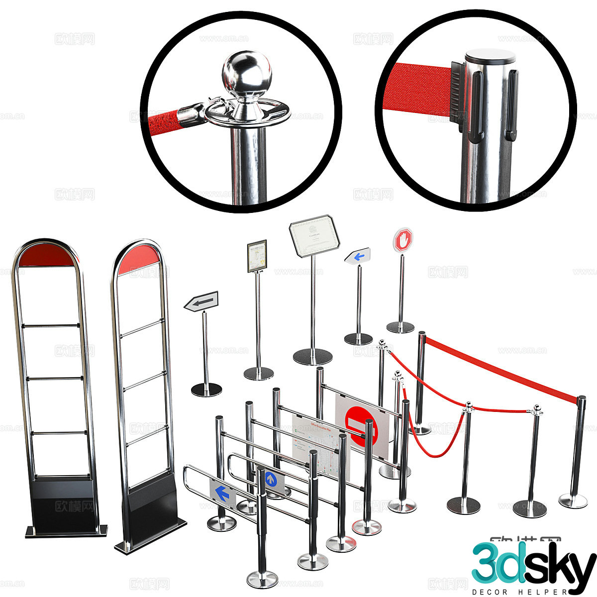 Entrance system rotary gate fence obstacle fence 3d model