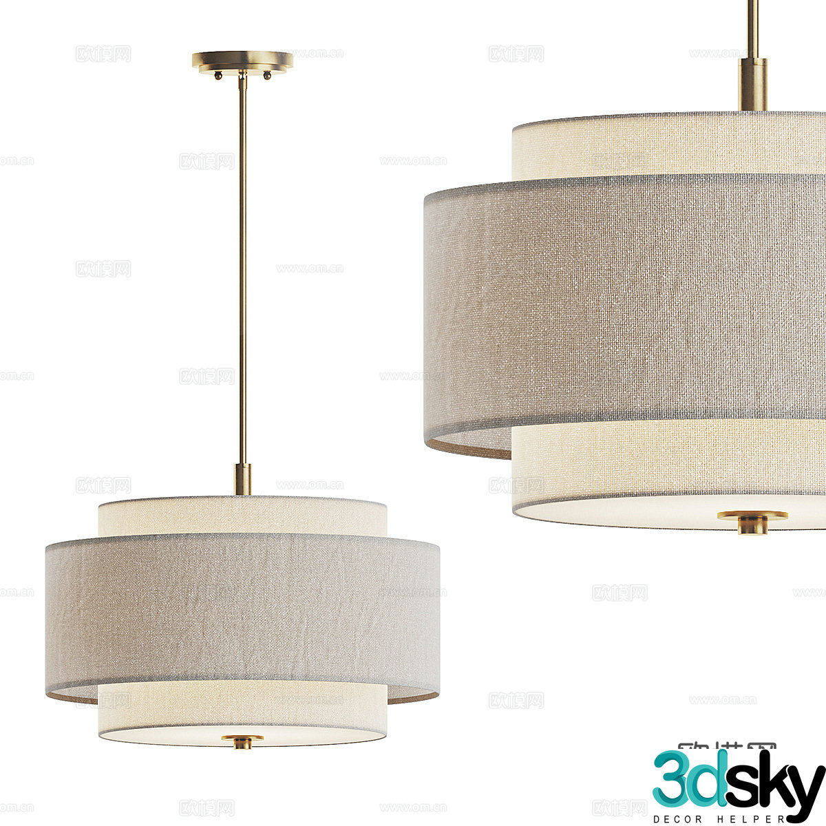 New Chinese style fabric decorative chandelier 3D model
