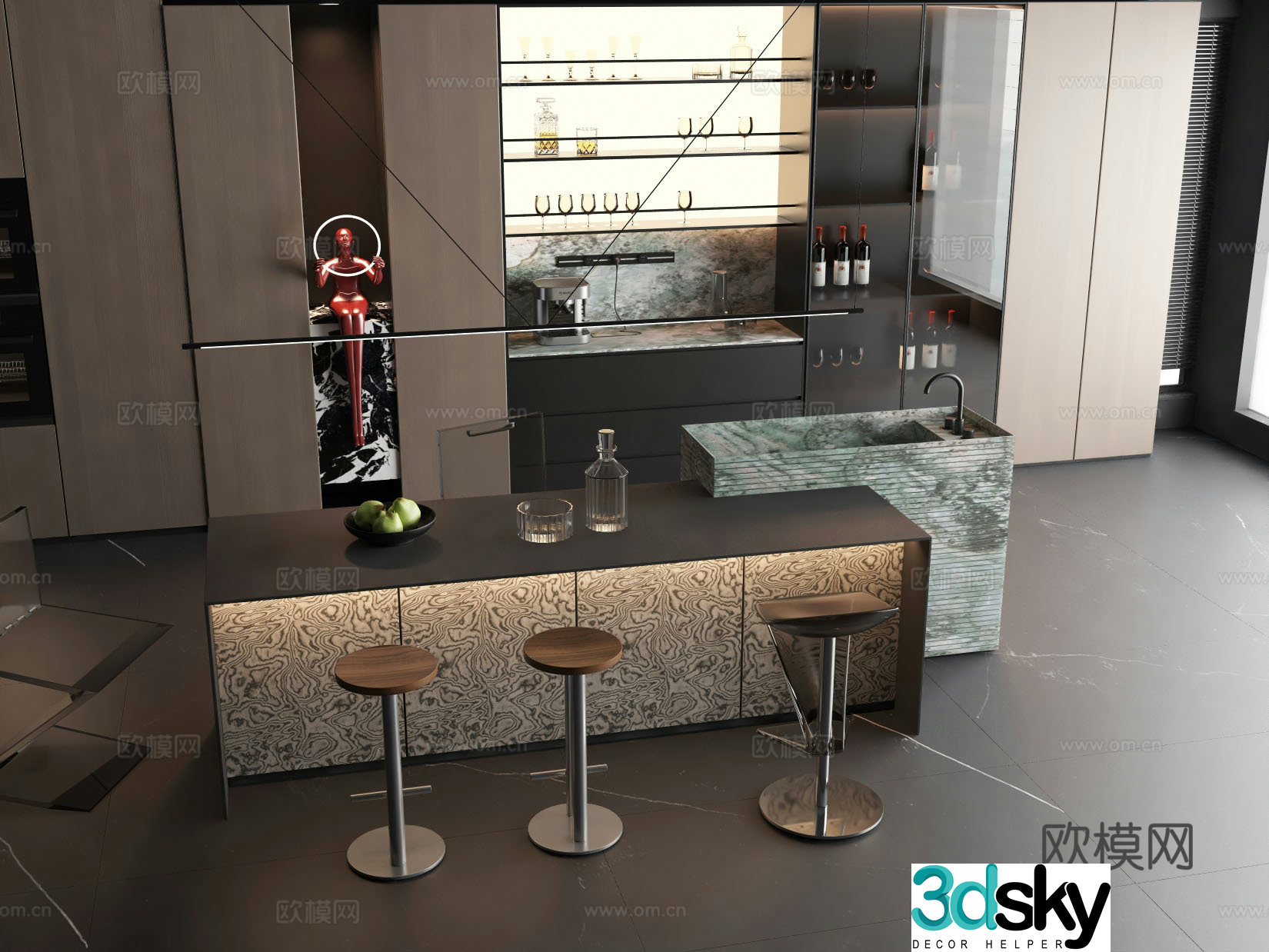 Italian style island 3D model