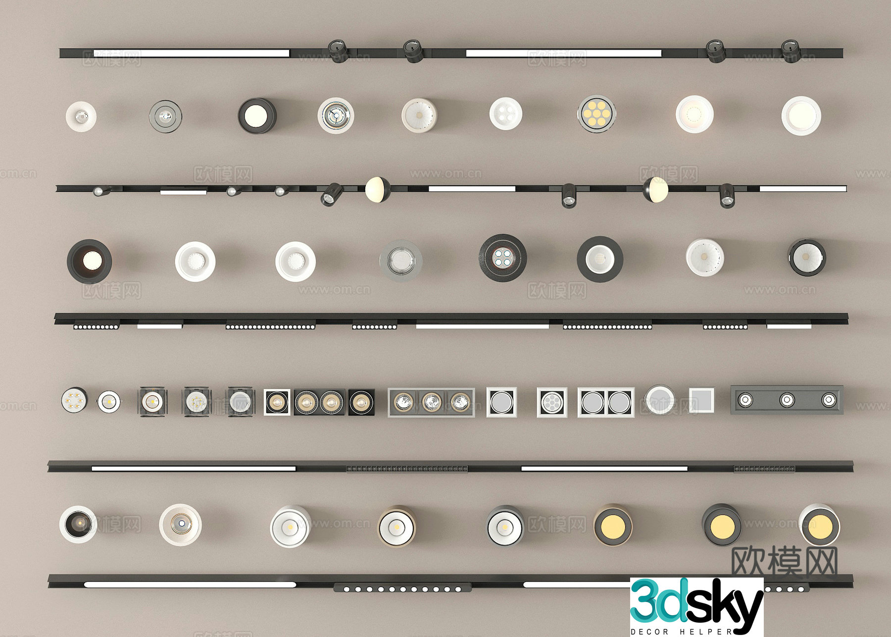 Spotlight Downlight Track Light Light Bar 3D Model