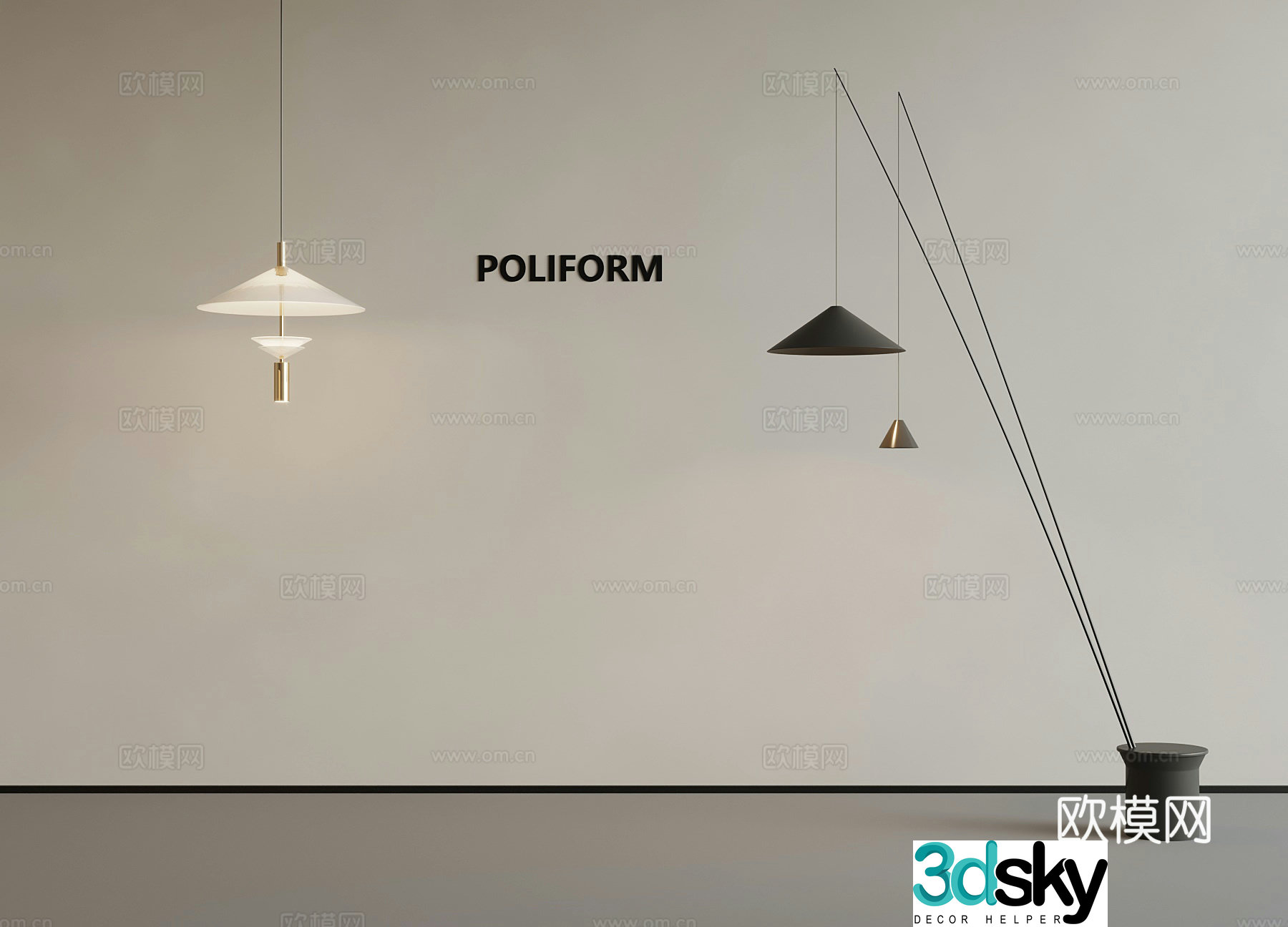 Modern floor lamp chandelier interior art lamp 3d model