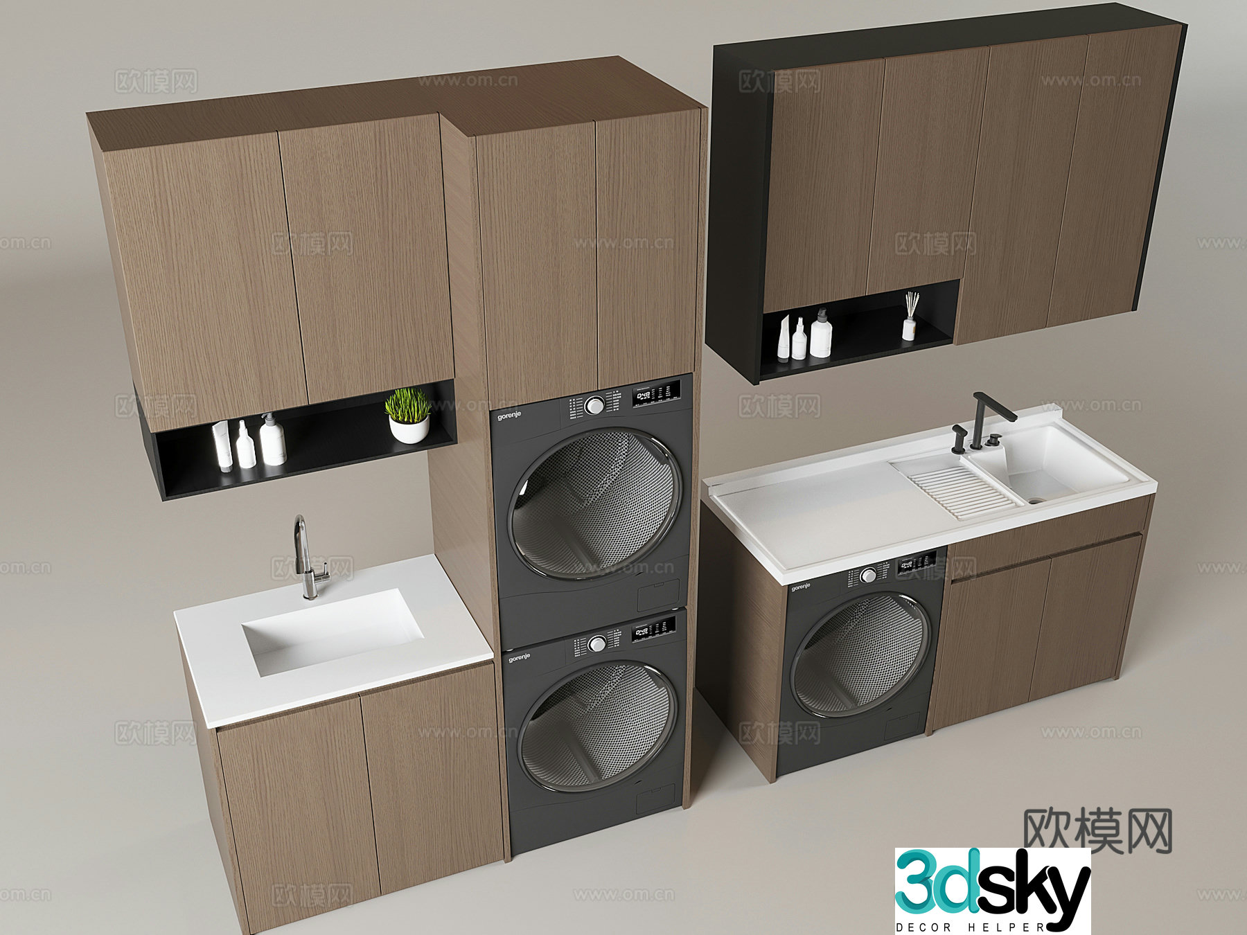 Italian balcony washing machine cabinet drum washing and drying washing machine handheld washing supplies solid wood washing machine 3d model