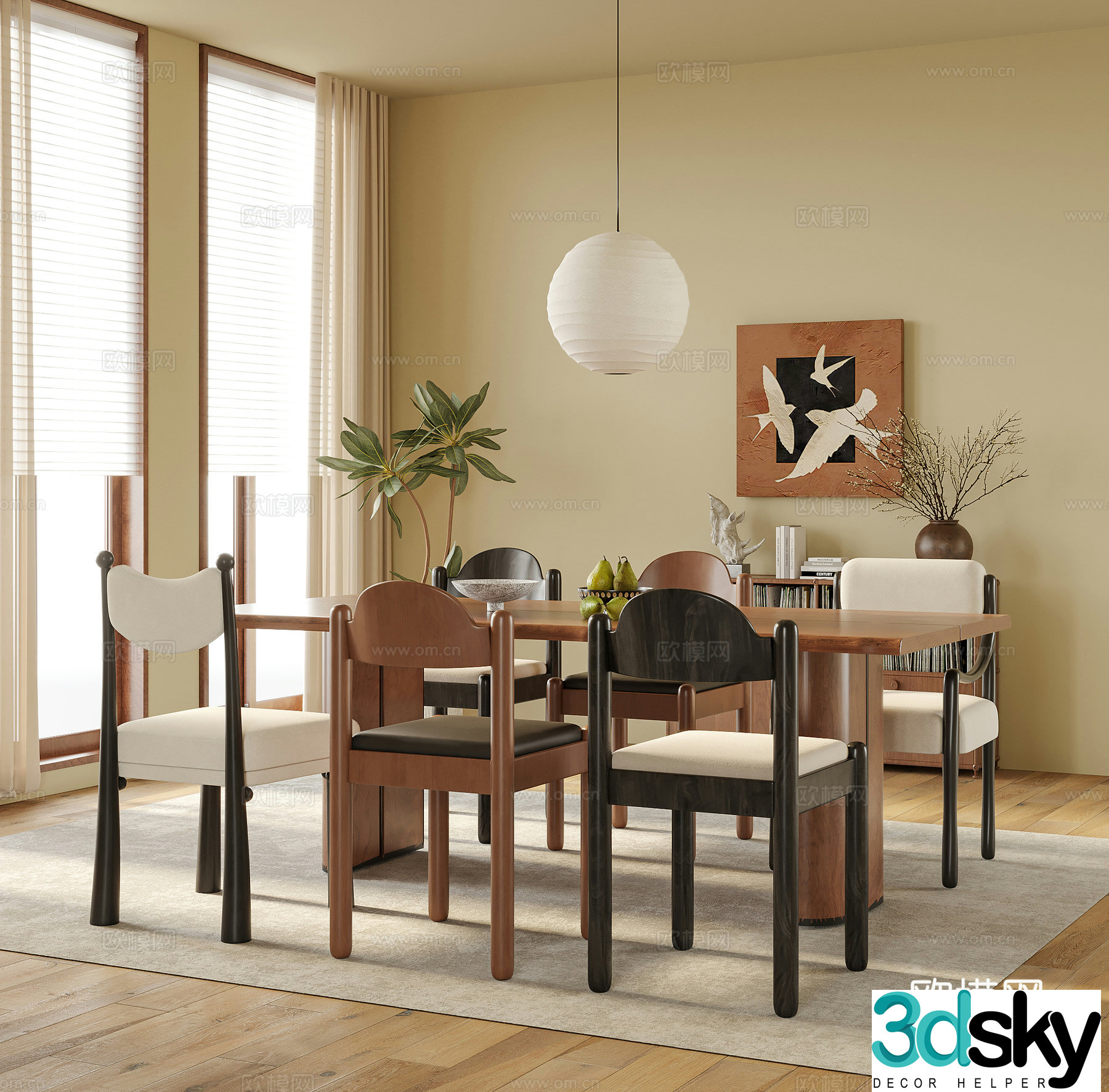 Modern restaurant Dining table and chair Dining chair Dining table 3d model