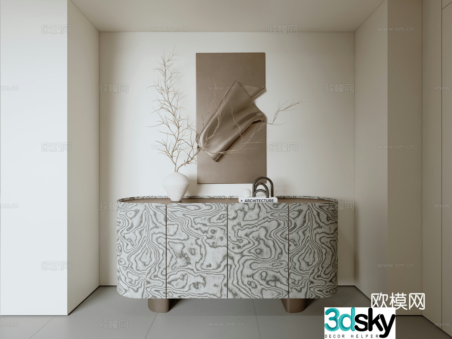 Modern minimalist chest of drawers 3d model