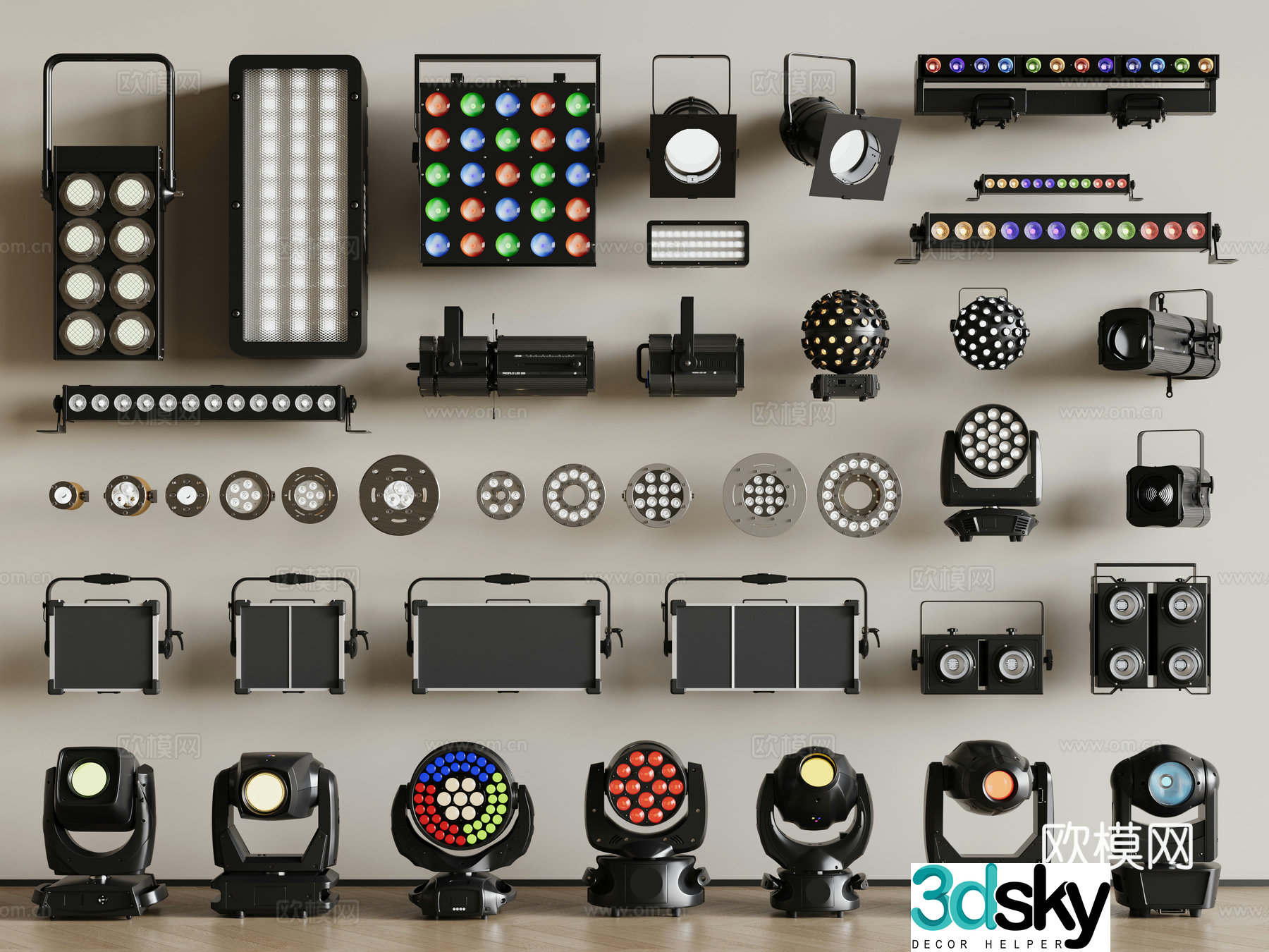 Modern stage lamp colorful lantern stage lamp combination 3D model