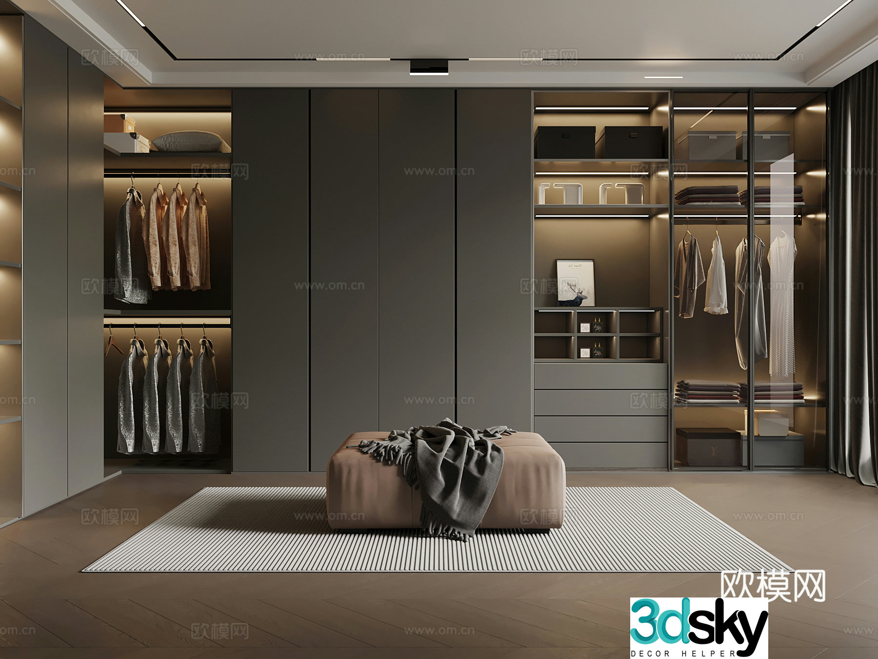 Italian minimalist cloakroom wardrobe 3d model