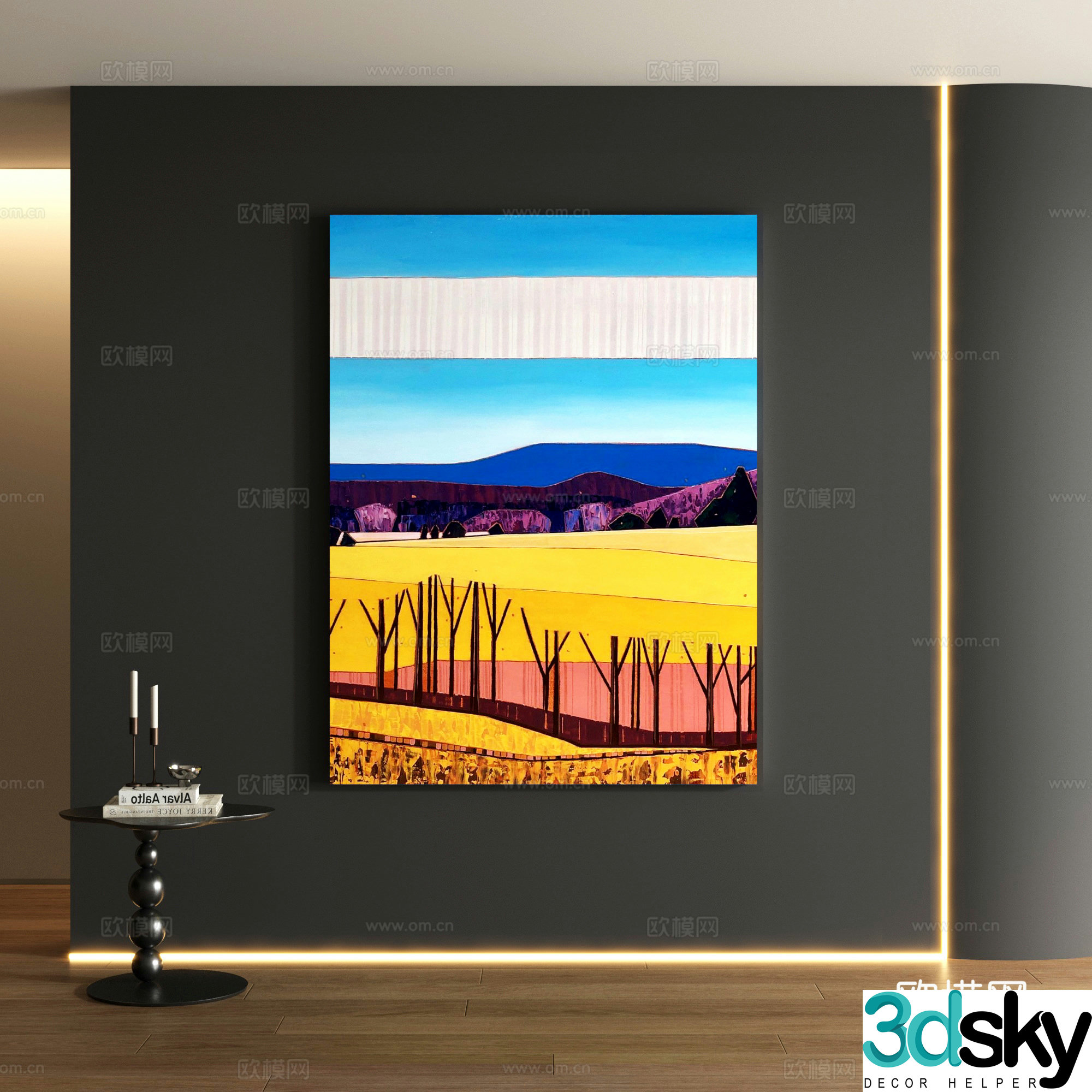 Modern landscape decoration painting 3d model