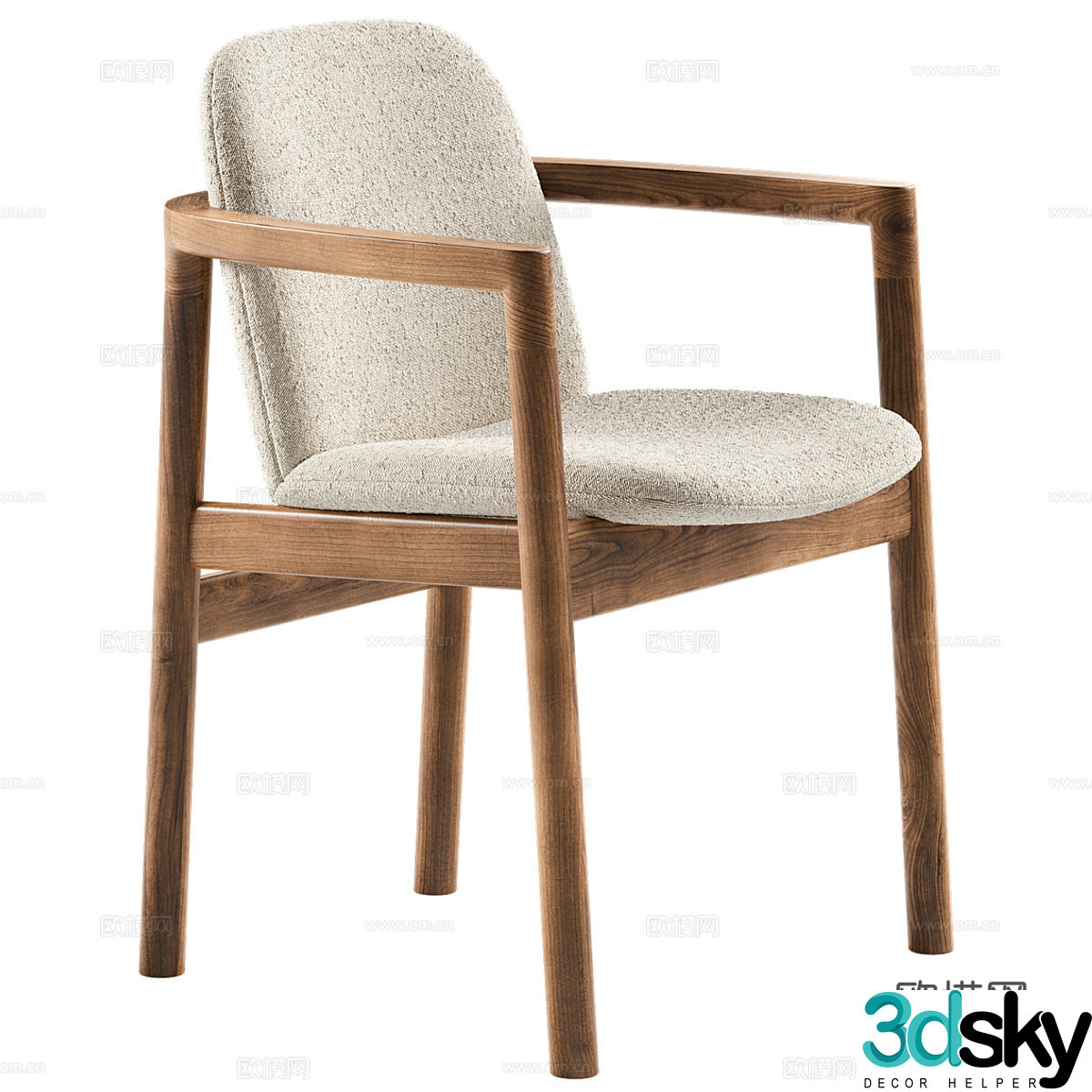 New Chinese wooden dining chair 3D model