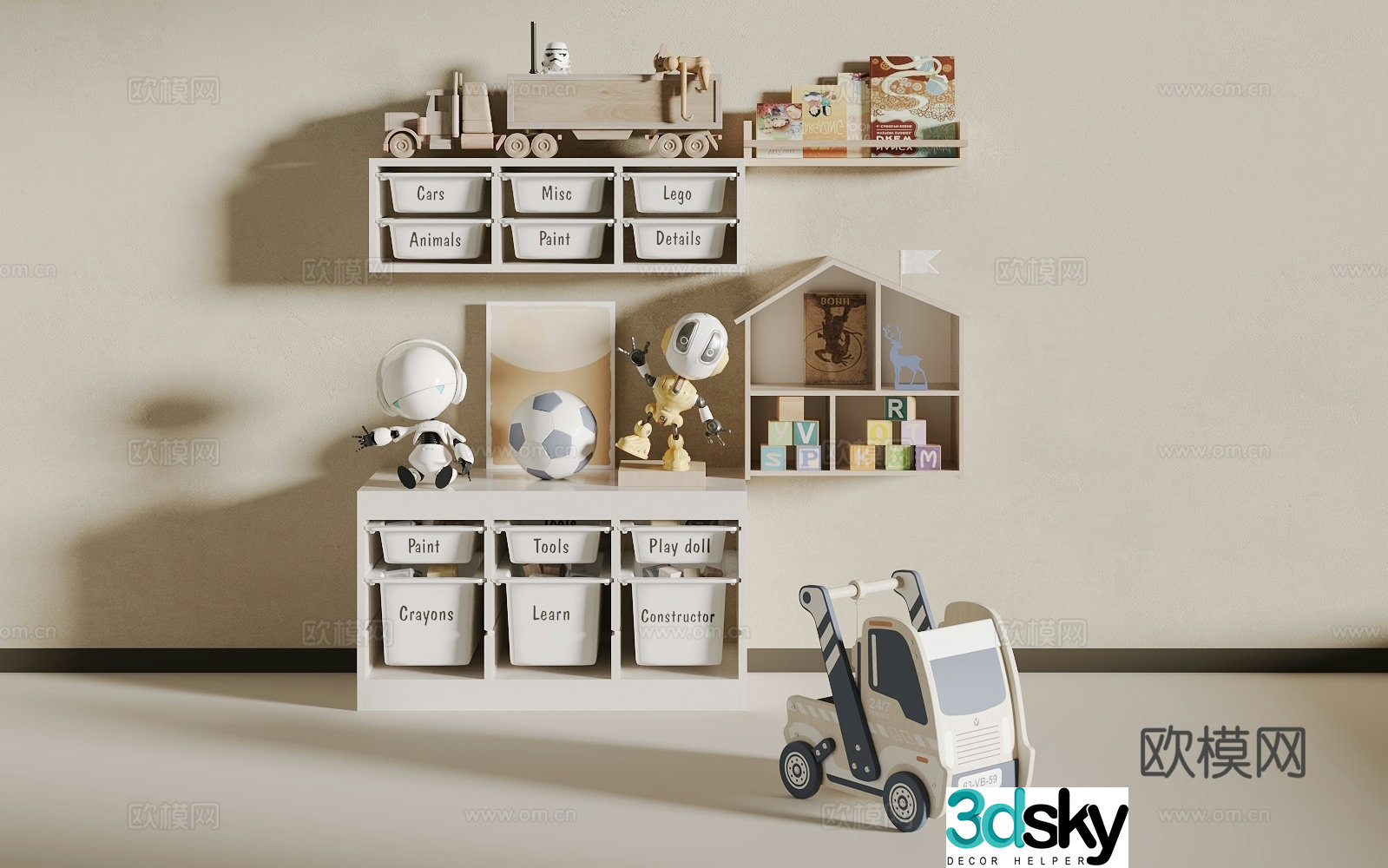 Children’s bookshelf 3d model