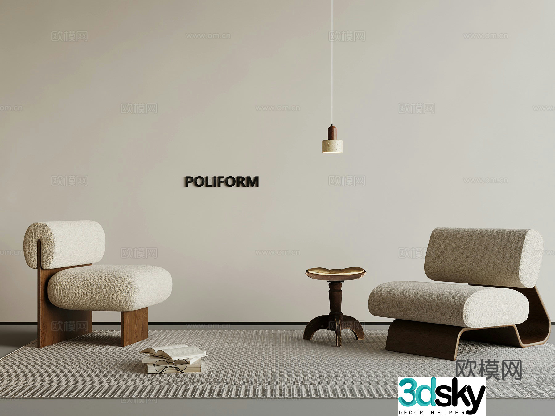 Medium style leisure chair single chair single sofa 3d model