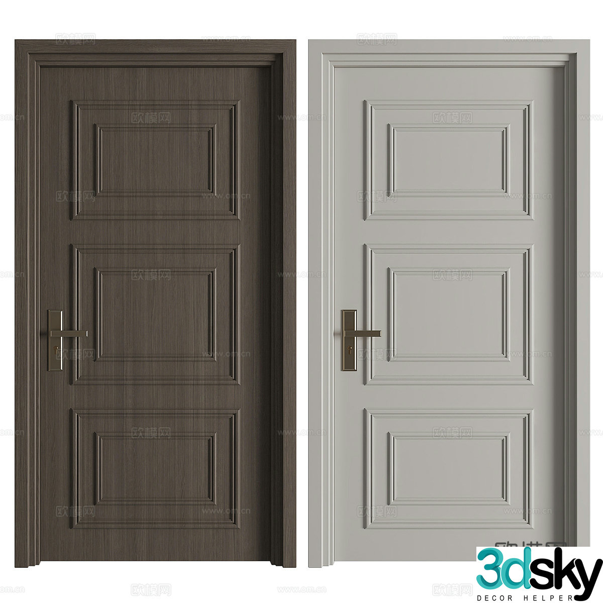 Modern Italian entrance door single-door 3D model