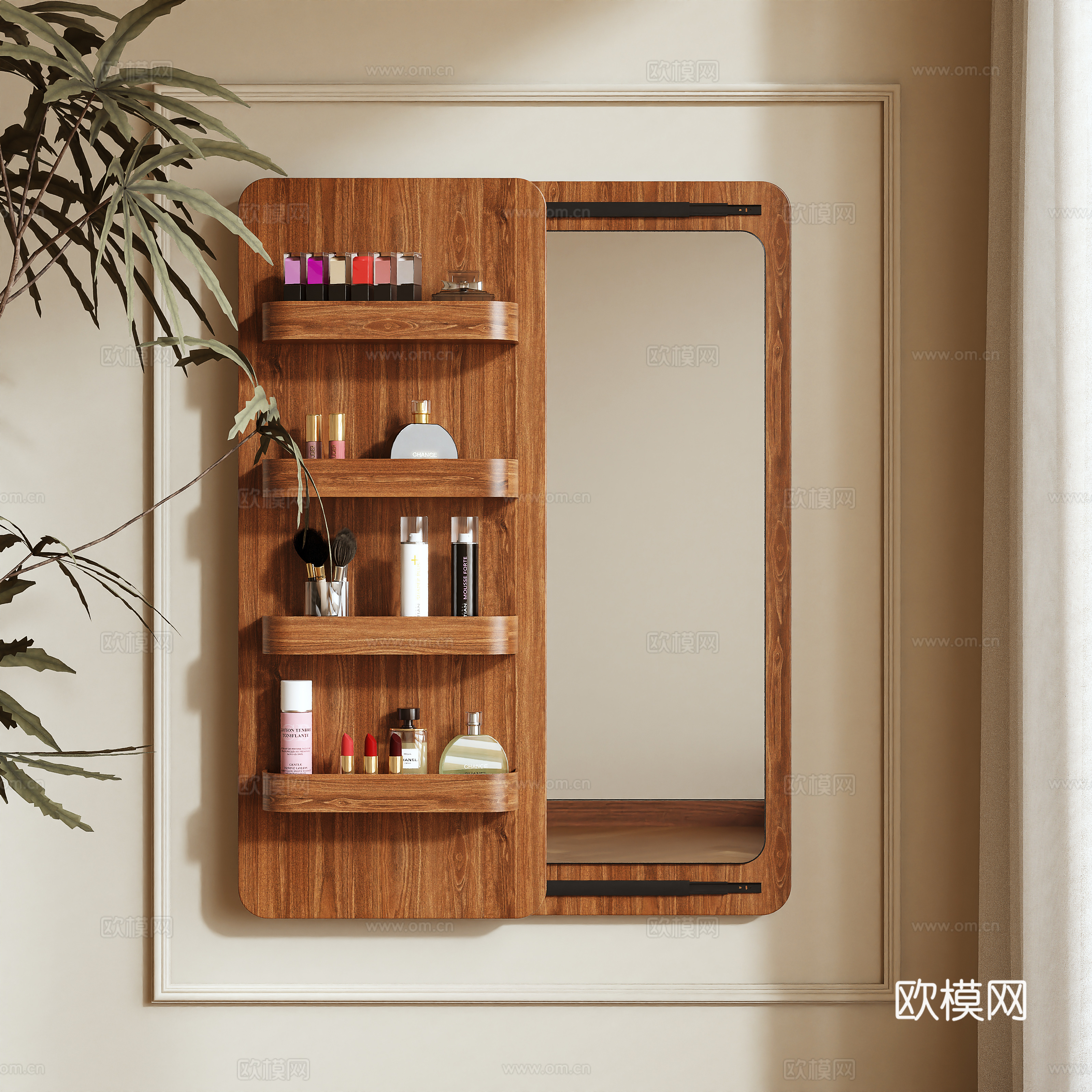 Log Wing Mirror Storage Shelf Wall Hanging 3D Model