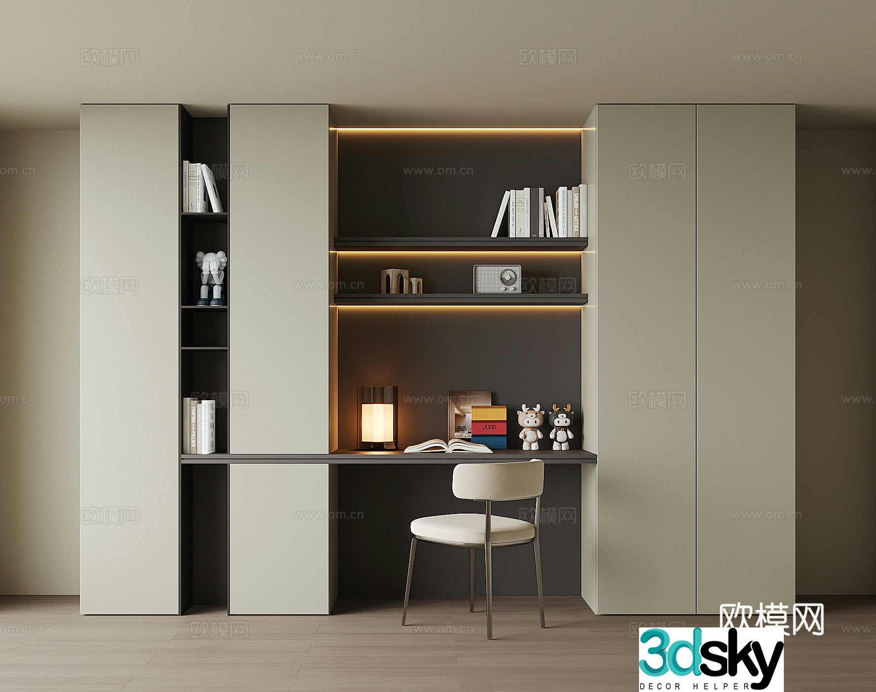 Modern desk integrated cabinet 3d model