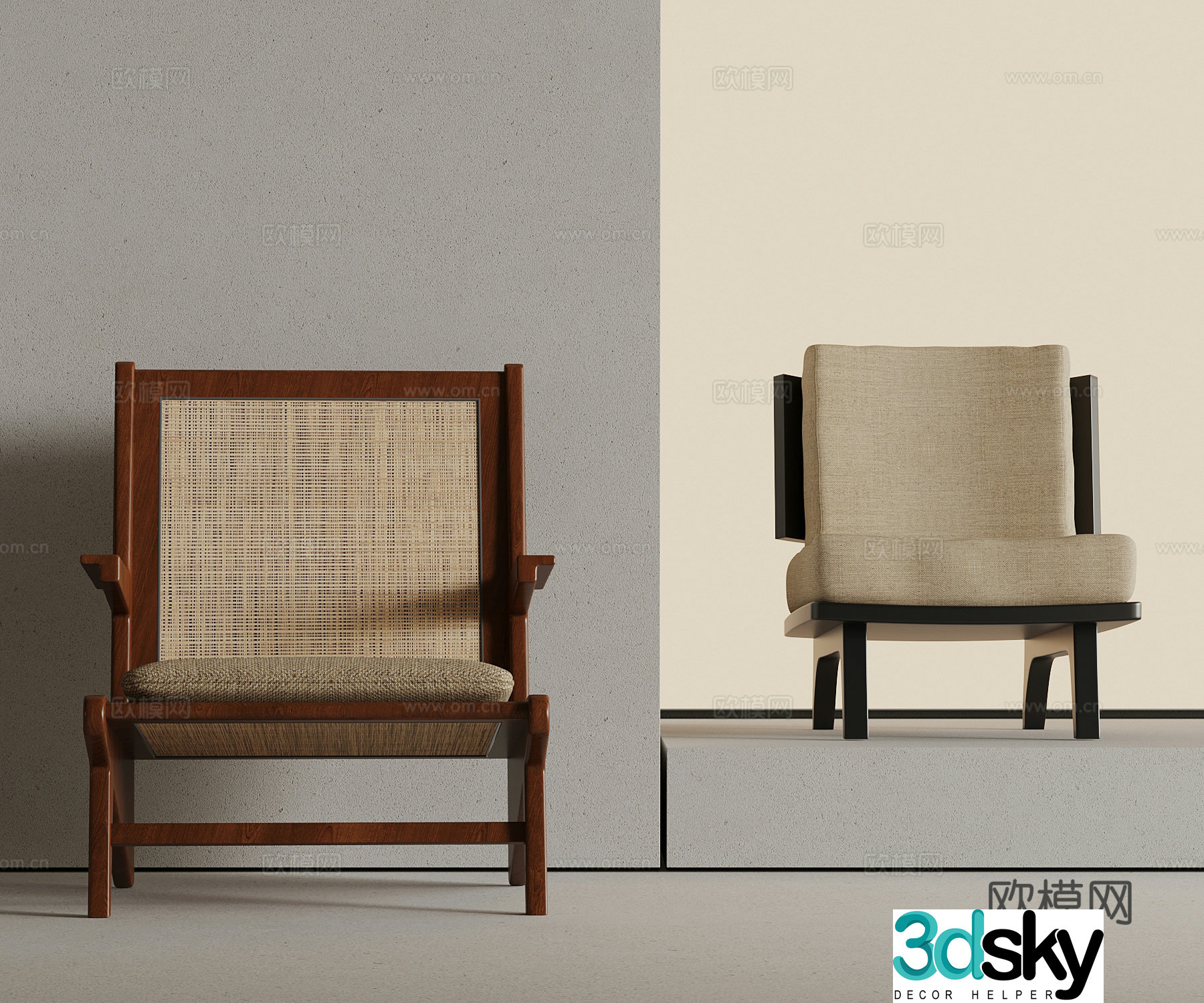Medium style leisure chair single chair 3d model