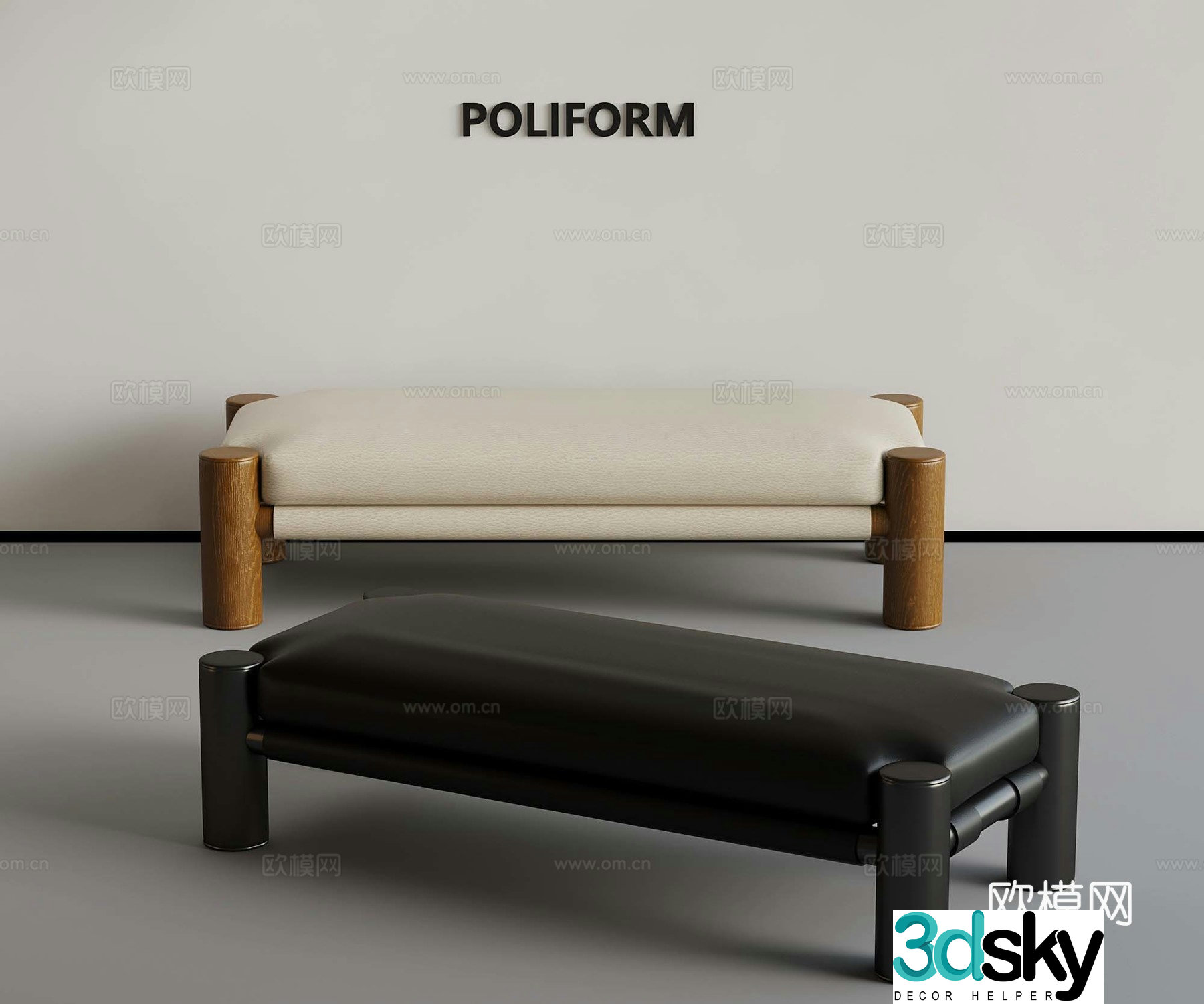 Modern shoe replacement stool bed tail stool leather shoe replacement stool 3D model