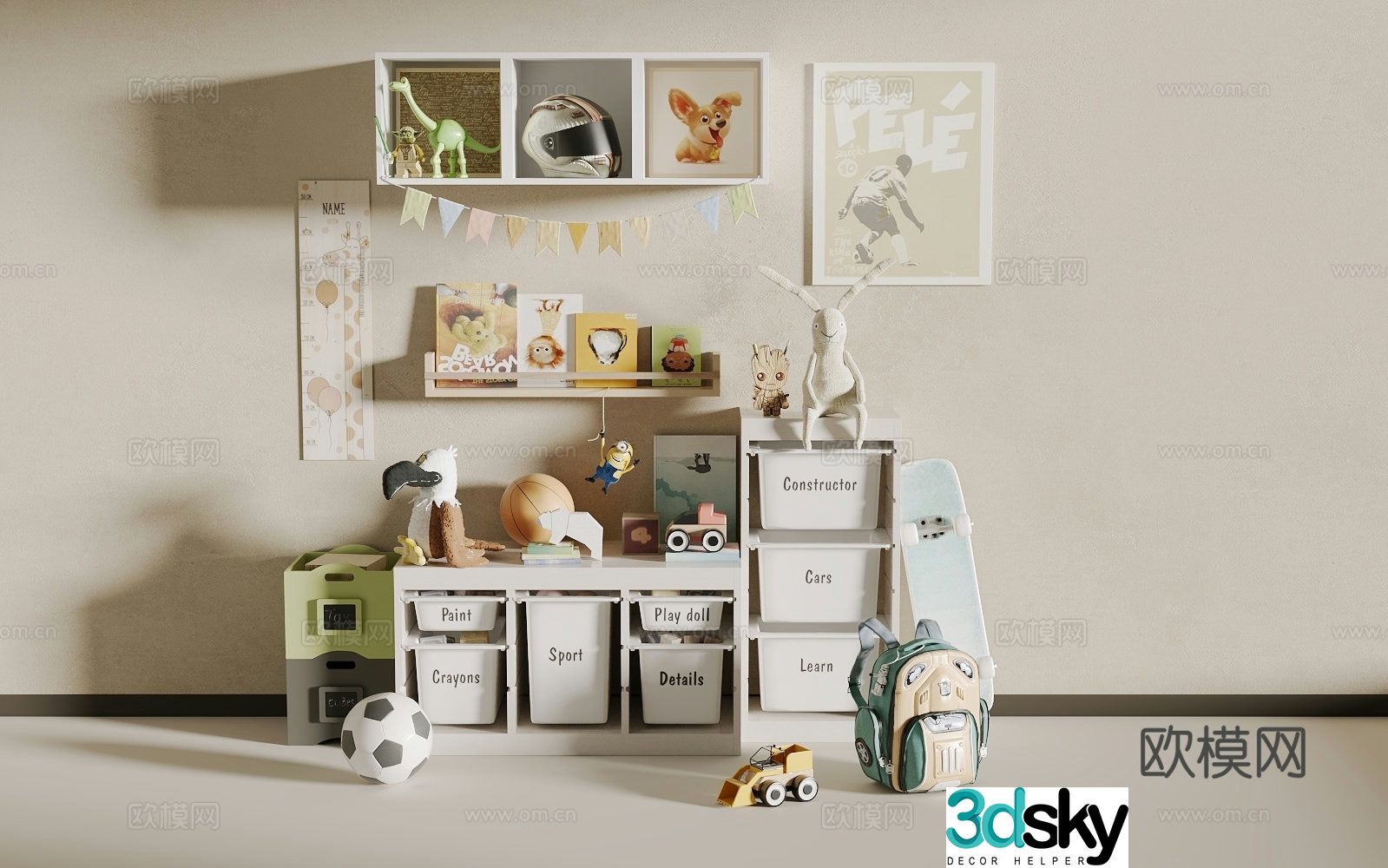 Children’s bookshelf 3d model
