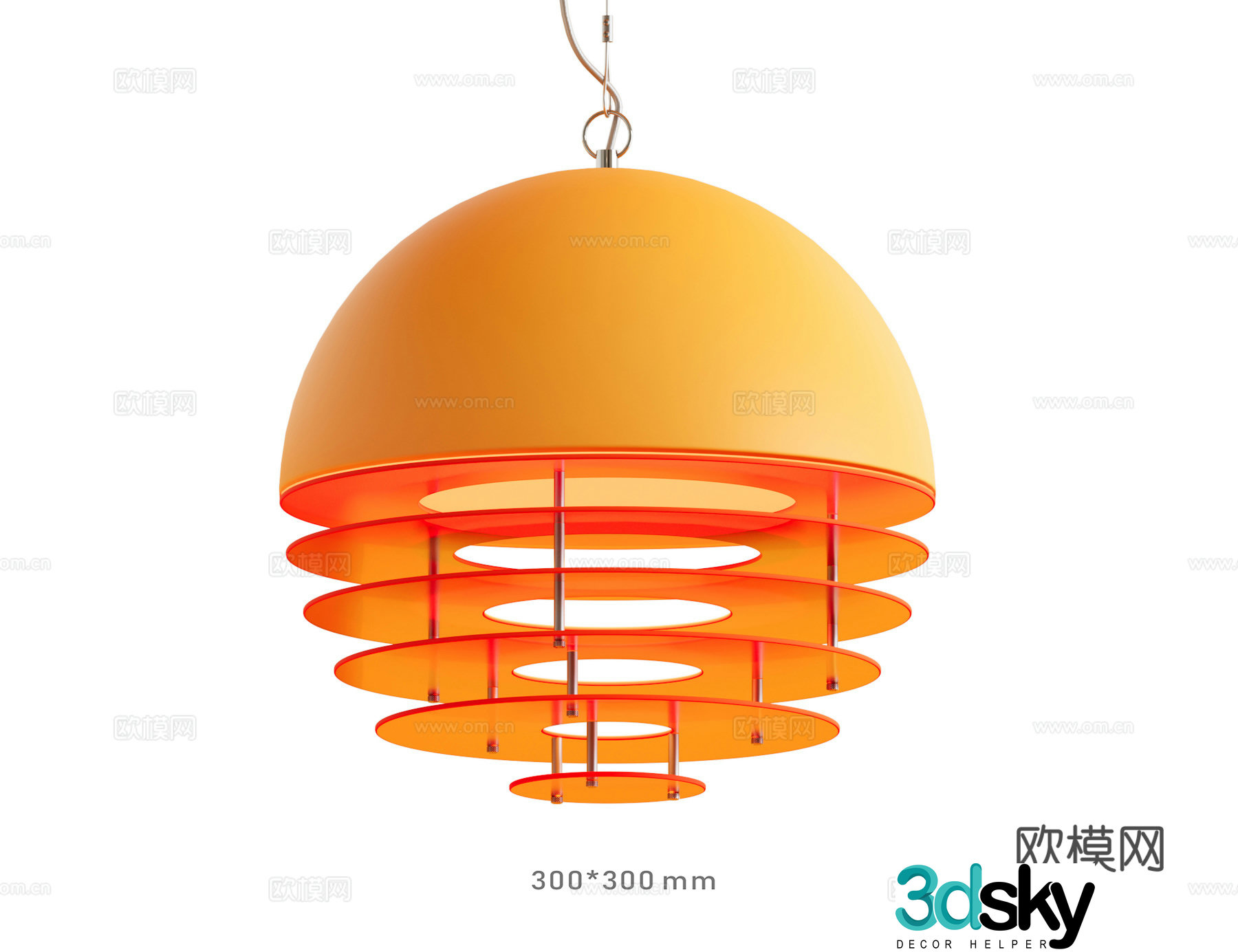 Middle-aged sunset orange chandeliers 3d model
