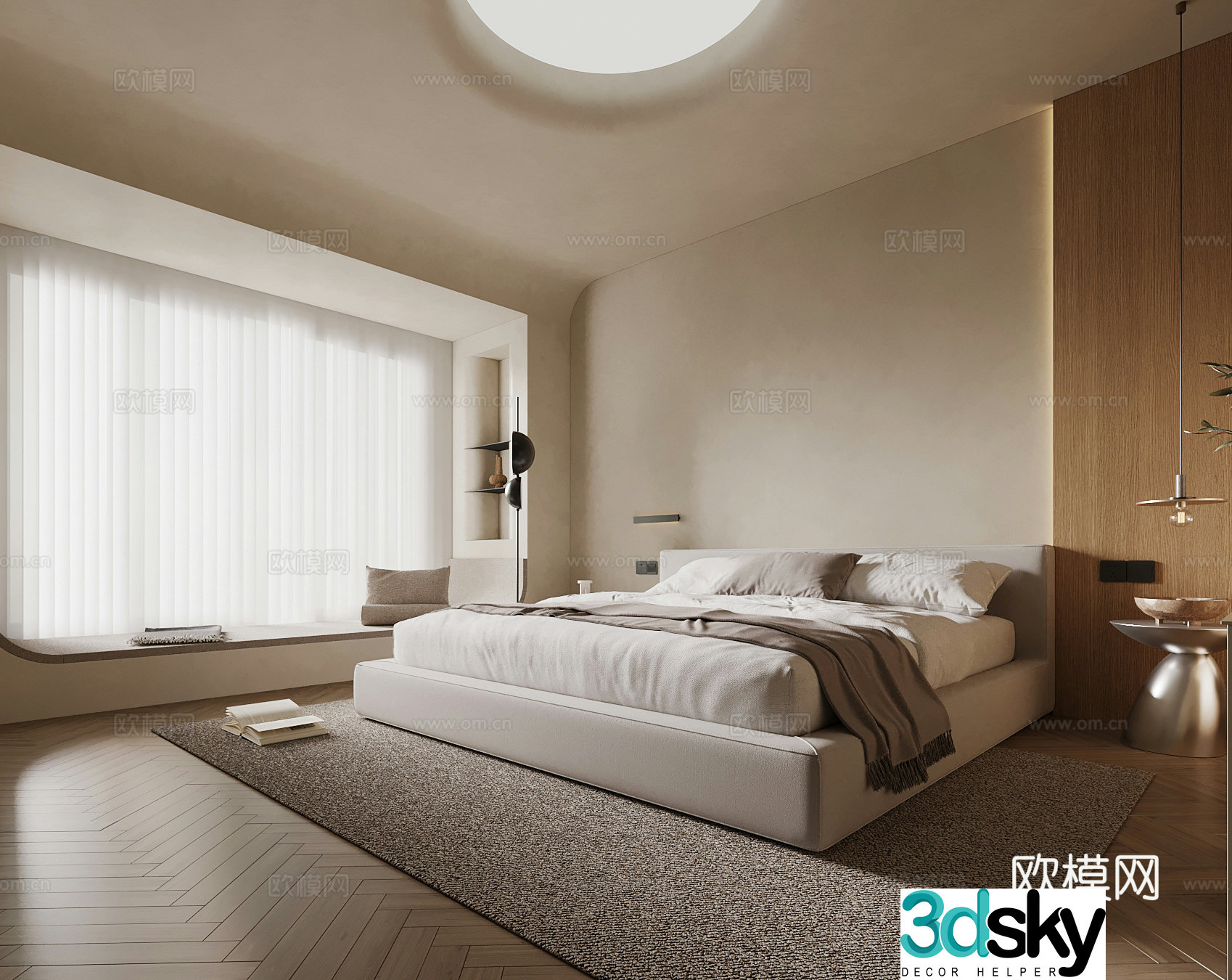 Modern bedroom Double bed 3d model
