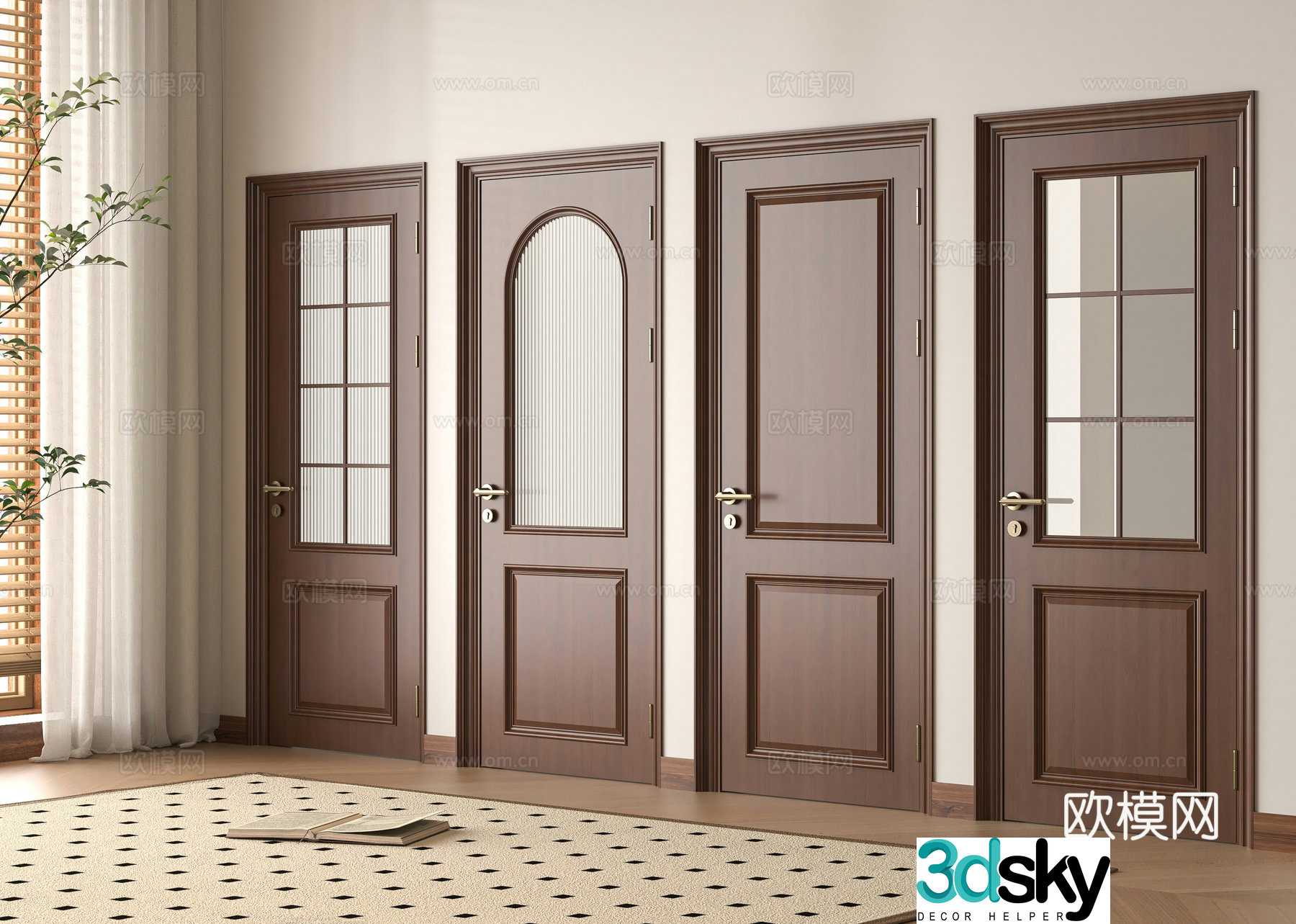 Medium style single door 3D model