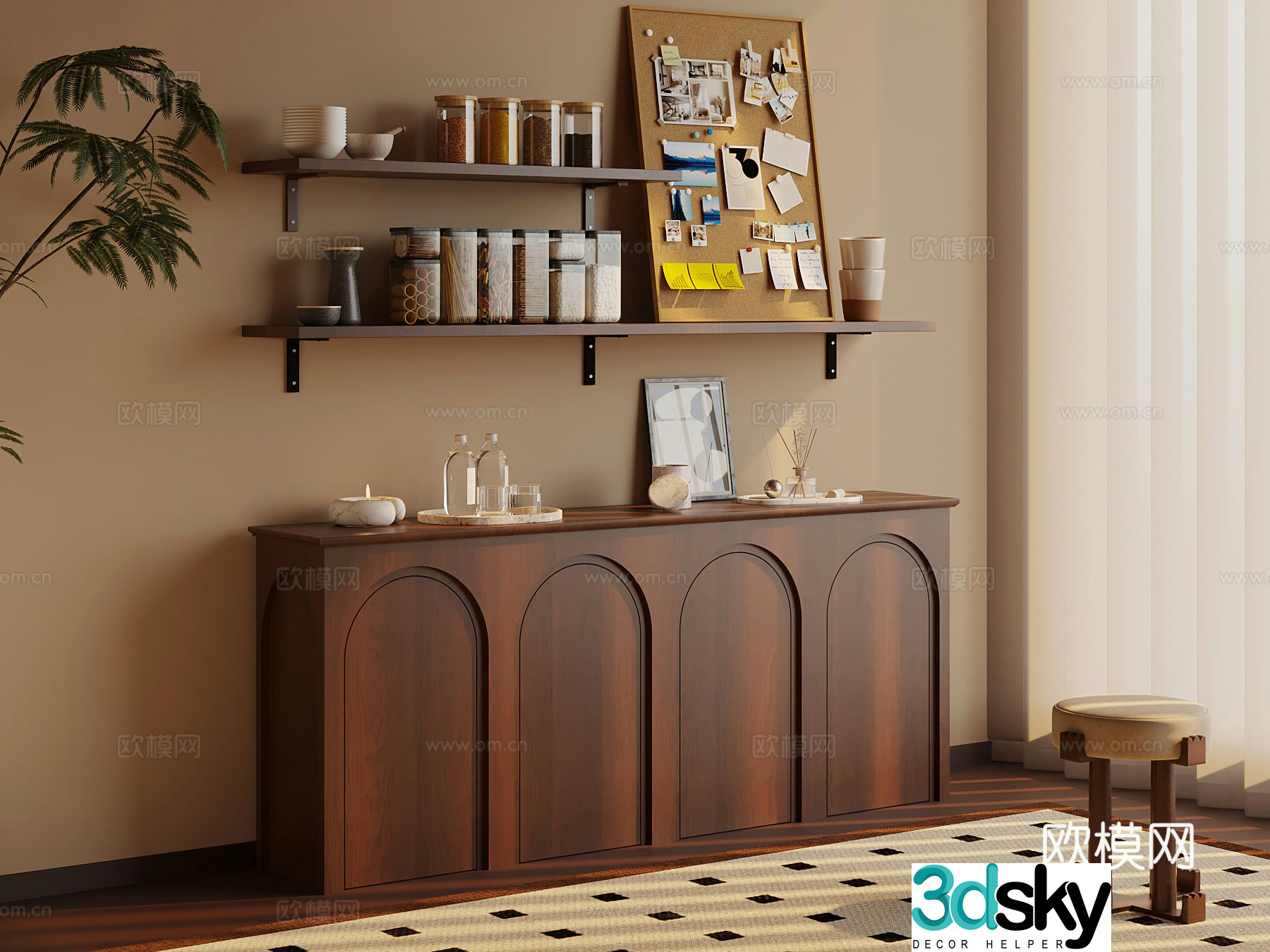 Storage cabinet French medieval style storage cabinet dining cabinet 3D model