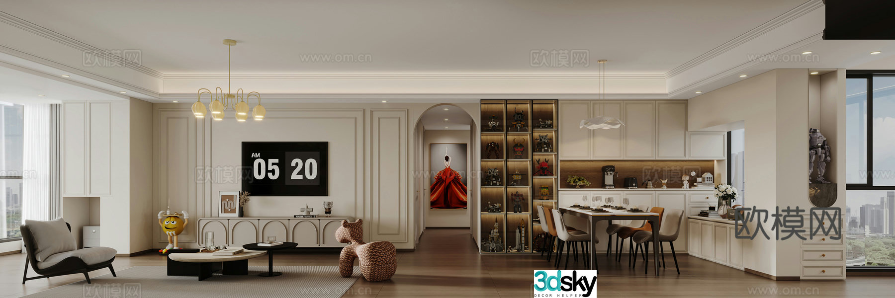 Medium creamy style restaurant 3d model
