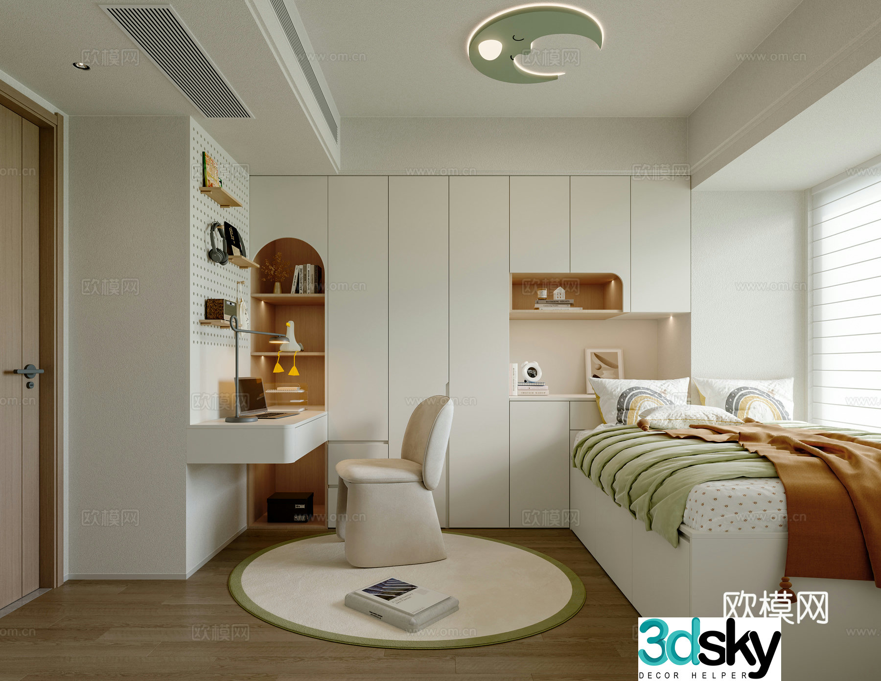 Modern kids room tatami bedroom 3d model