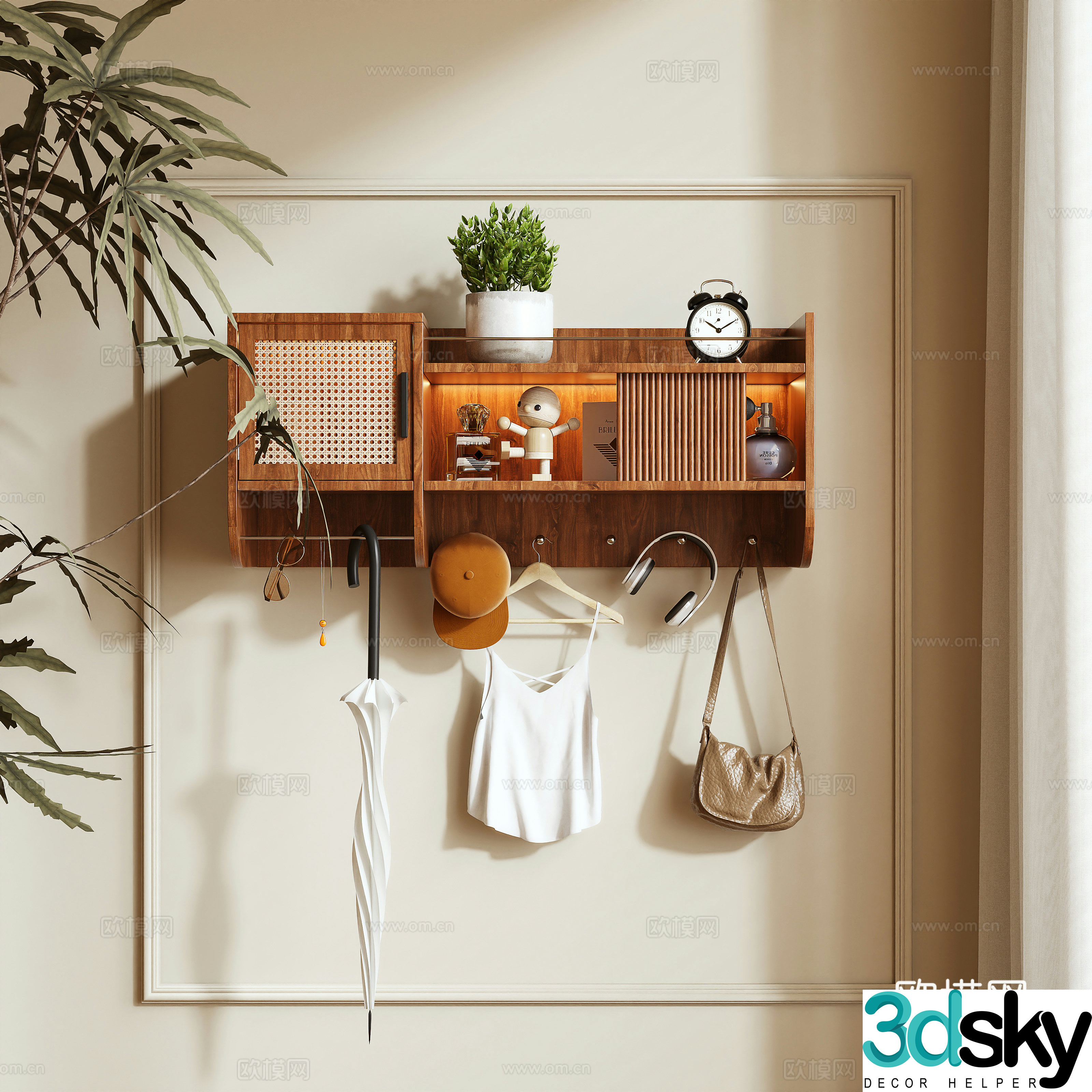 Log wind shelf wall hanging 3D model