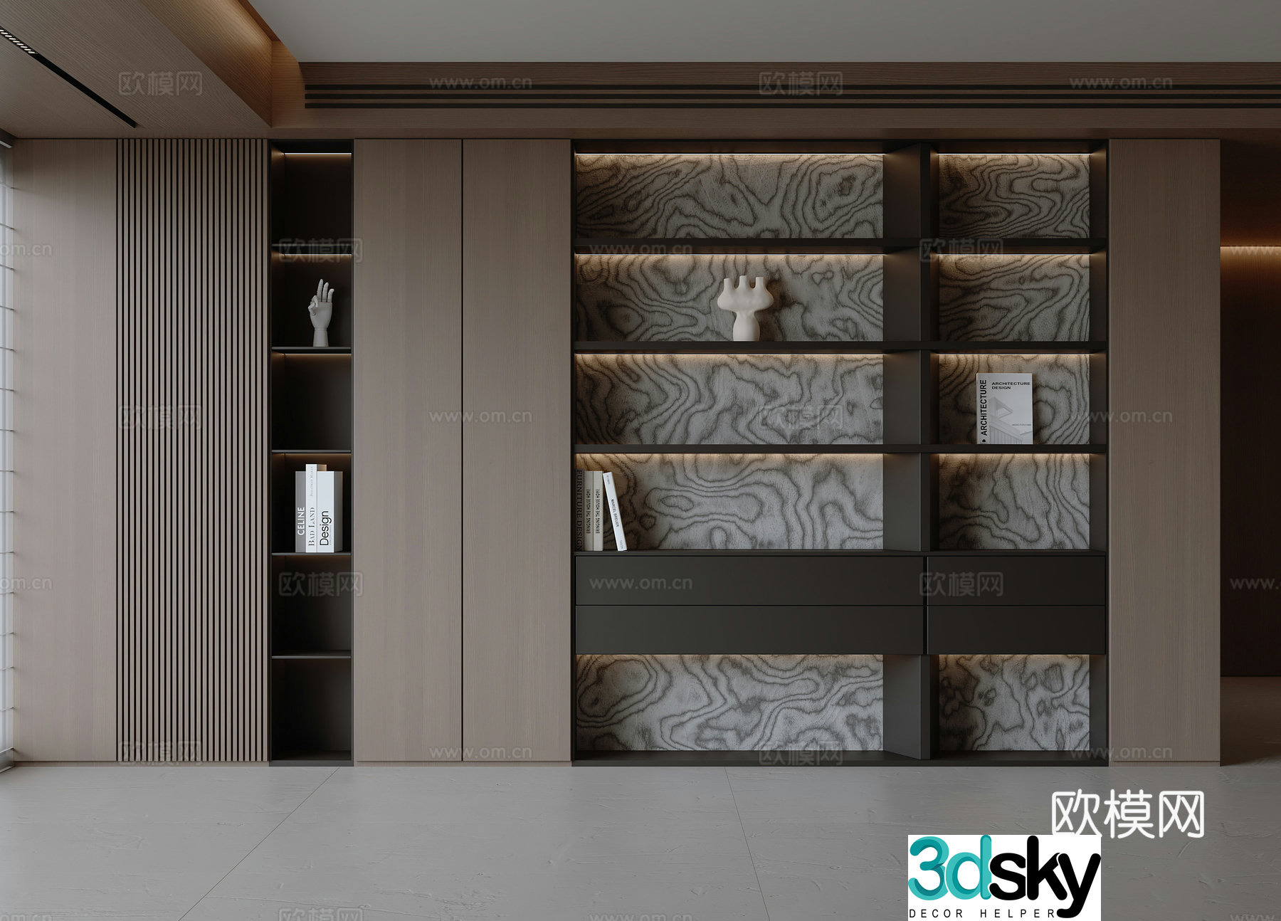 Modern Italian bookcase 3d model