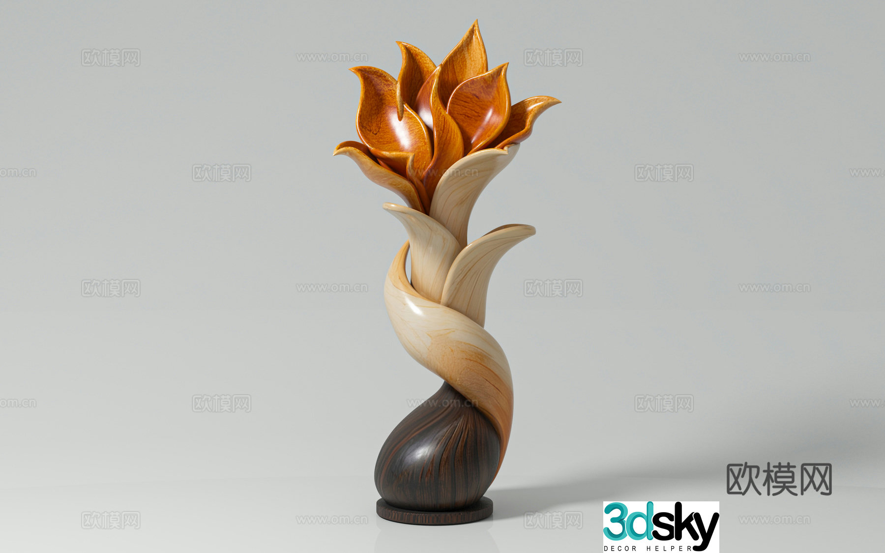 Immortal Flower and Wood Carving Sculpture Artistic Sculpture Ornaments Wood Carving Abstract Creativity Figure 3D Model