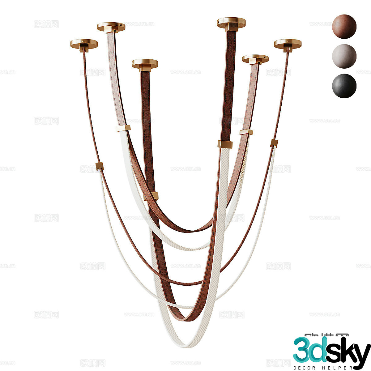 Modern Italian light luxury belt decorative chandeliers 3D model