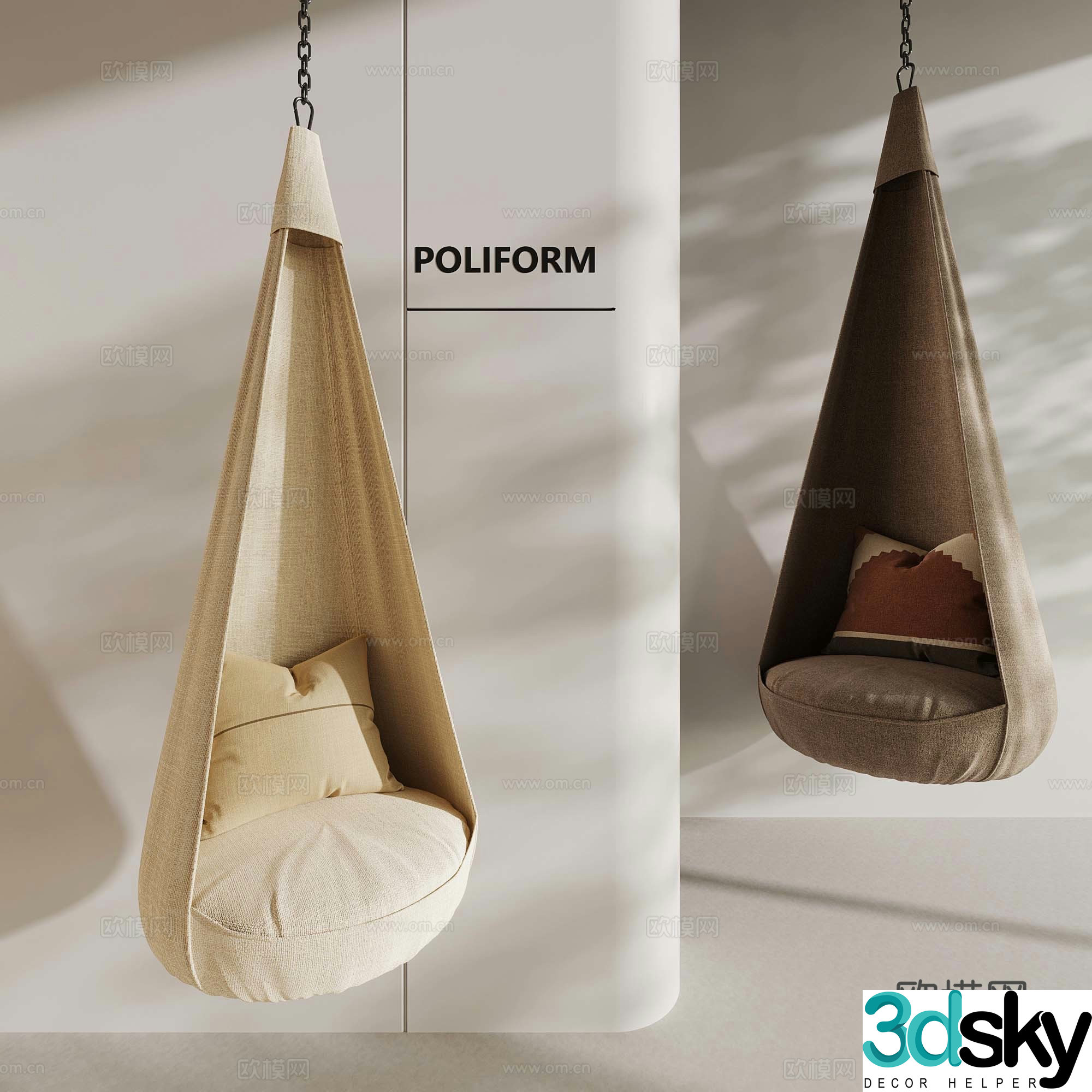 Modern hanging chair Cloth hanging chair 3d model