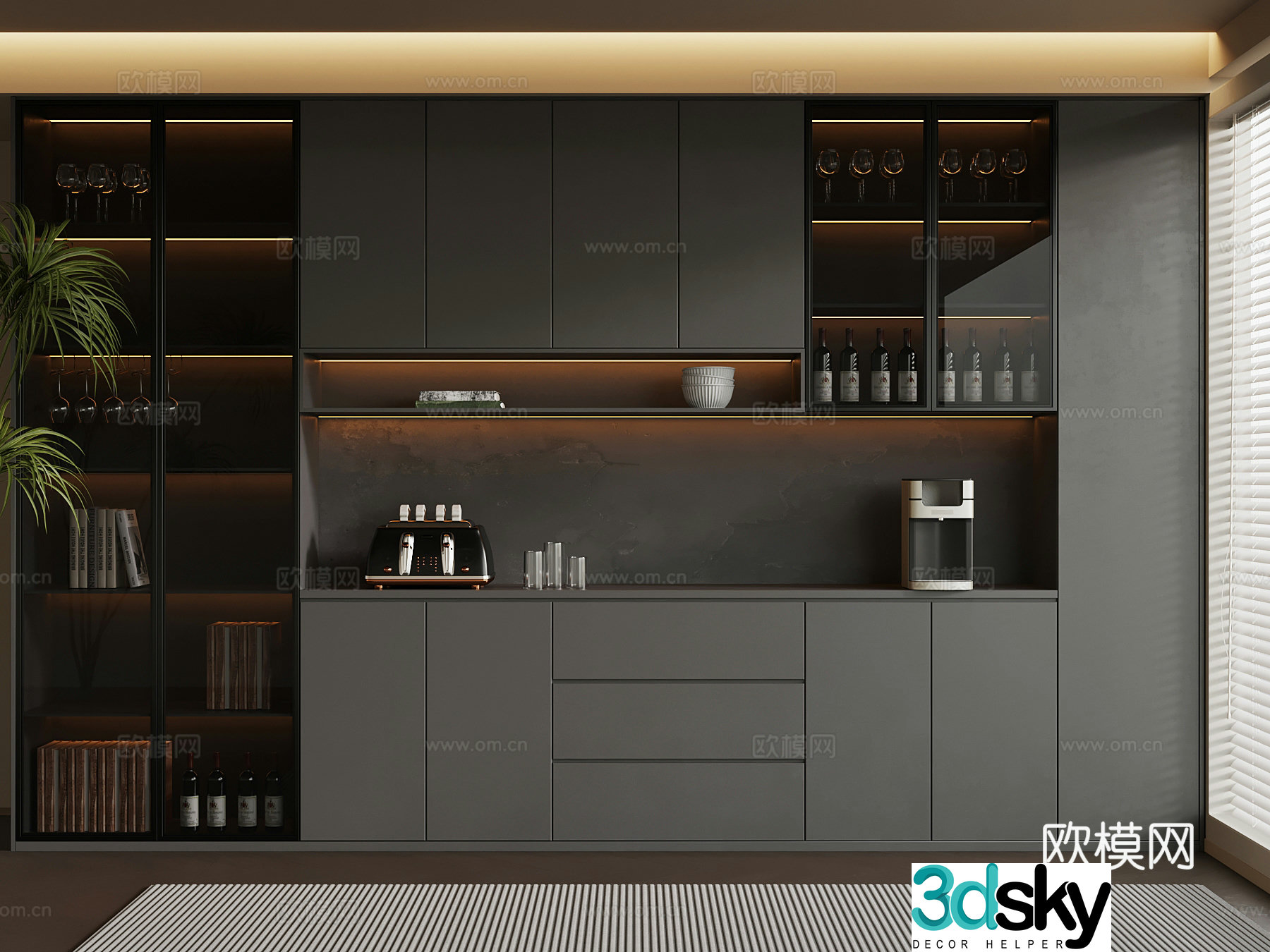 Modern wine cabinet 3d model