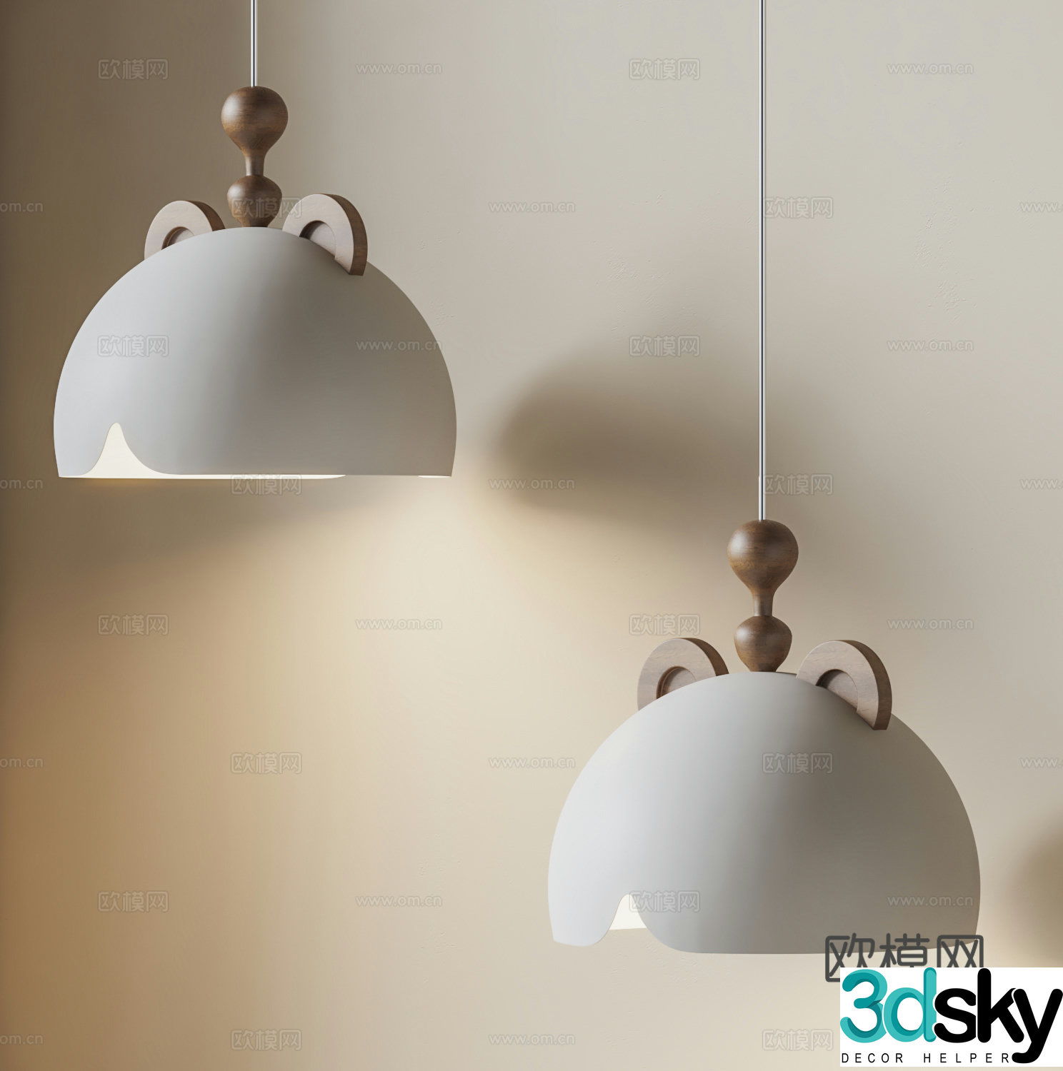 Modern Cream Chandelier 3d Model