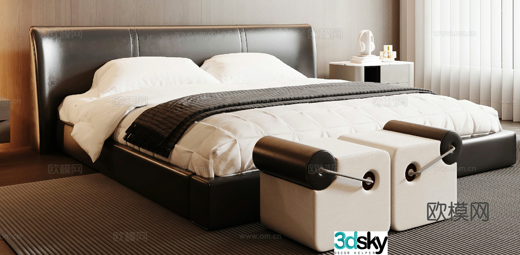 Modern double bed 3d model